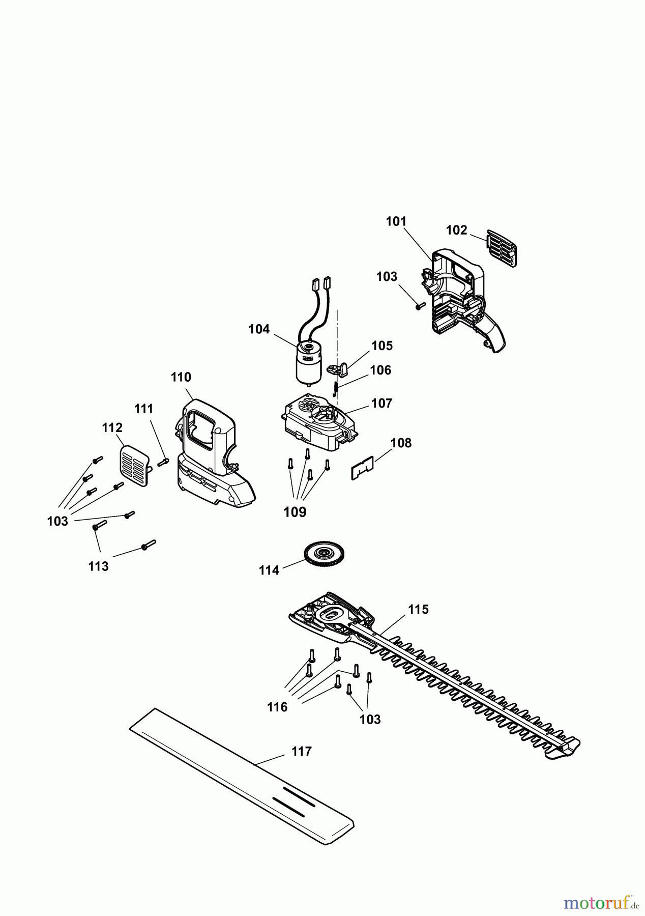 Wolf-Garten Akkuheckenscheren Li-Ion Power HSA 45 V 7420000 Serie C (2009) Messer, Messeraufnahme, Motor