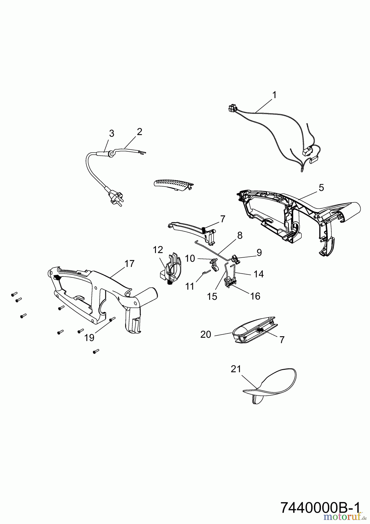  Wolf-Garten Heckenscheren HSE 45 V 7440000 Serie B  (2010) Handgriff, Schalter, Stiel