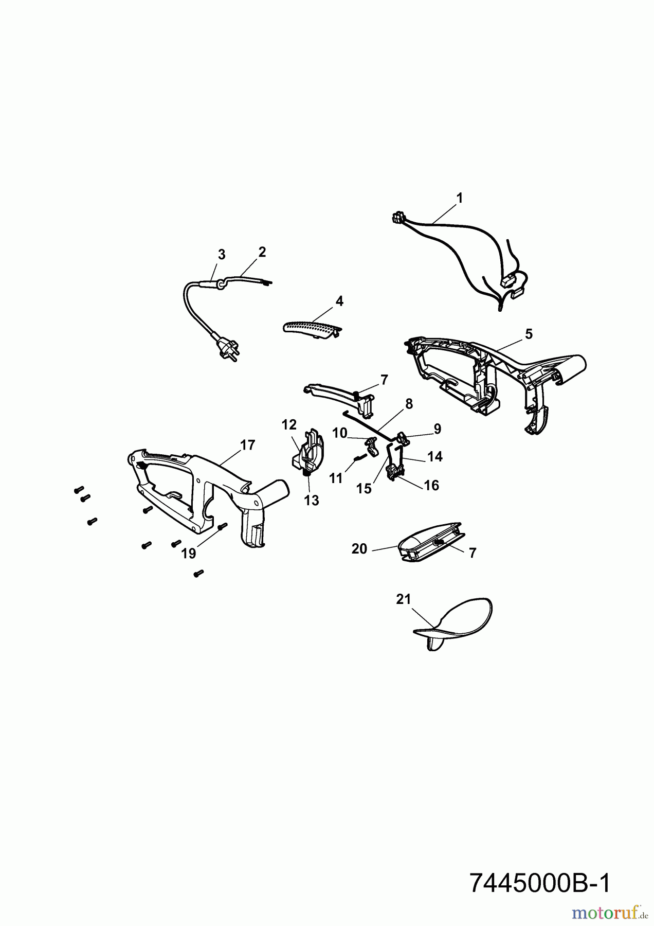  Wolf-Garten Heckenscheren HSE 55 V 7445000 Serie B  (2010) Handgriff, Schalter, Stiel