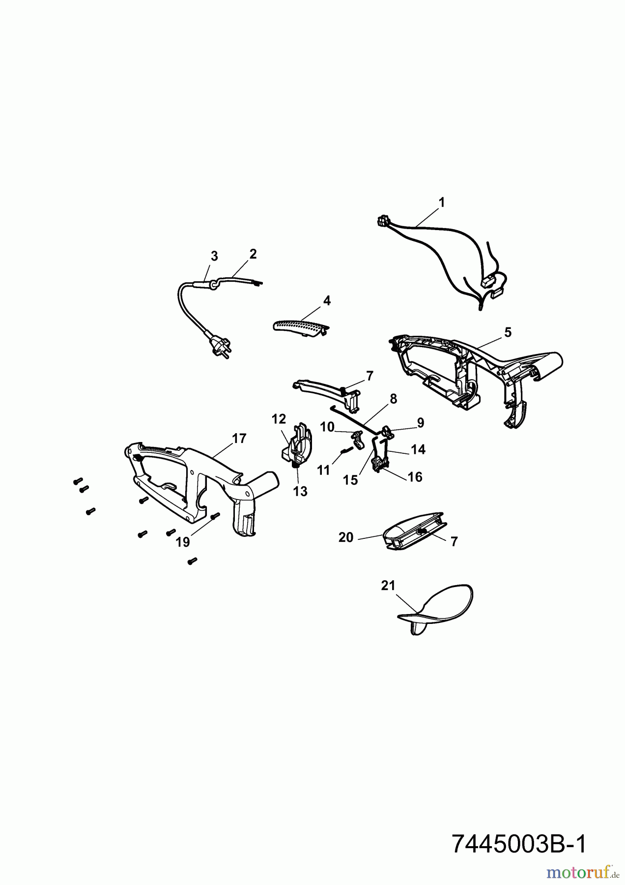 Wolf-Garten Heckenscheren HSE 55 V 7445003 Serie B (2008) Handgriff, Schalter, Stiel