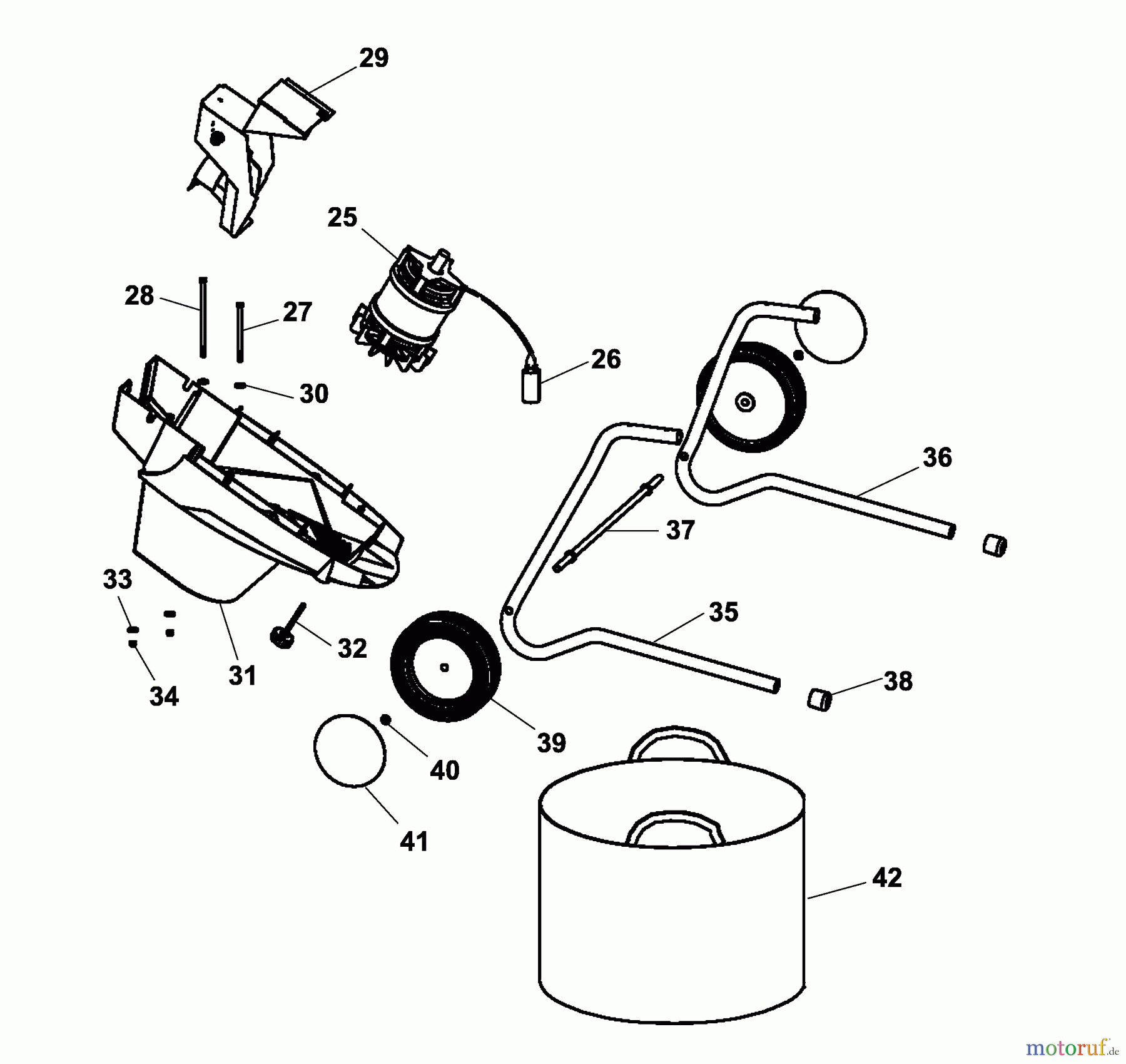 Wolf-Garten Häcksler USD 240 E 7507080 (2005) Elektromotor, Gestell, Fangsack
