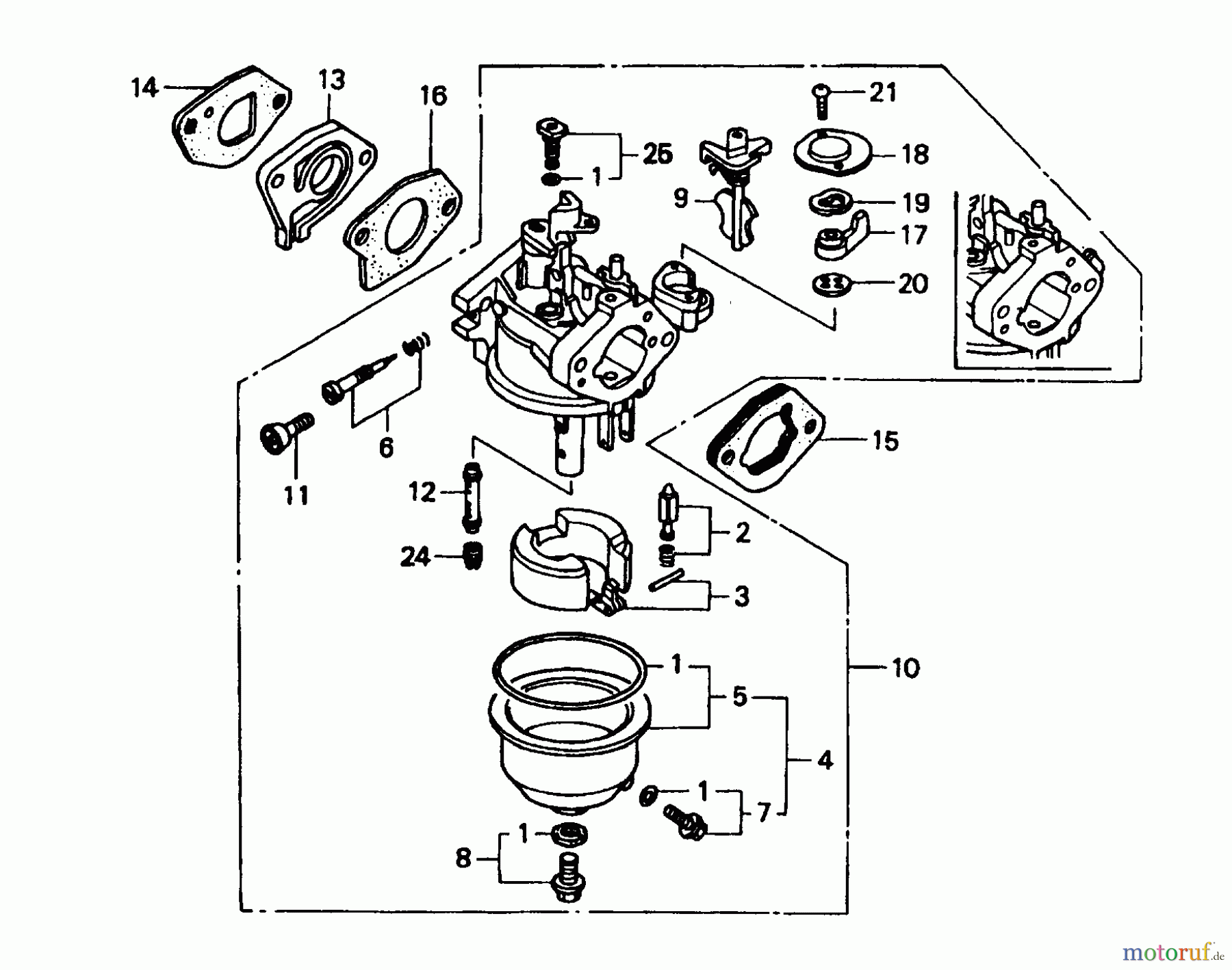 Wolf-Garten Benzinmotoren Honda GXV 140 2098060 (1998) Vergaser