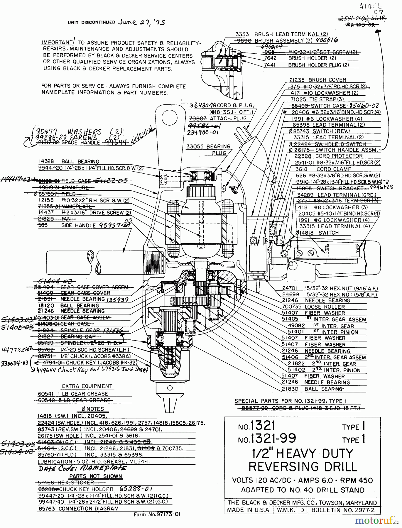 BLACK+DECKER PROFESSIONELL BOHRER, MAGNETBOHRMASCHINE, GEWINDESCHNEIDER 1/2 HD DRILL 120V 1321 Seite 1
