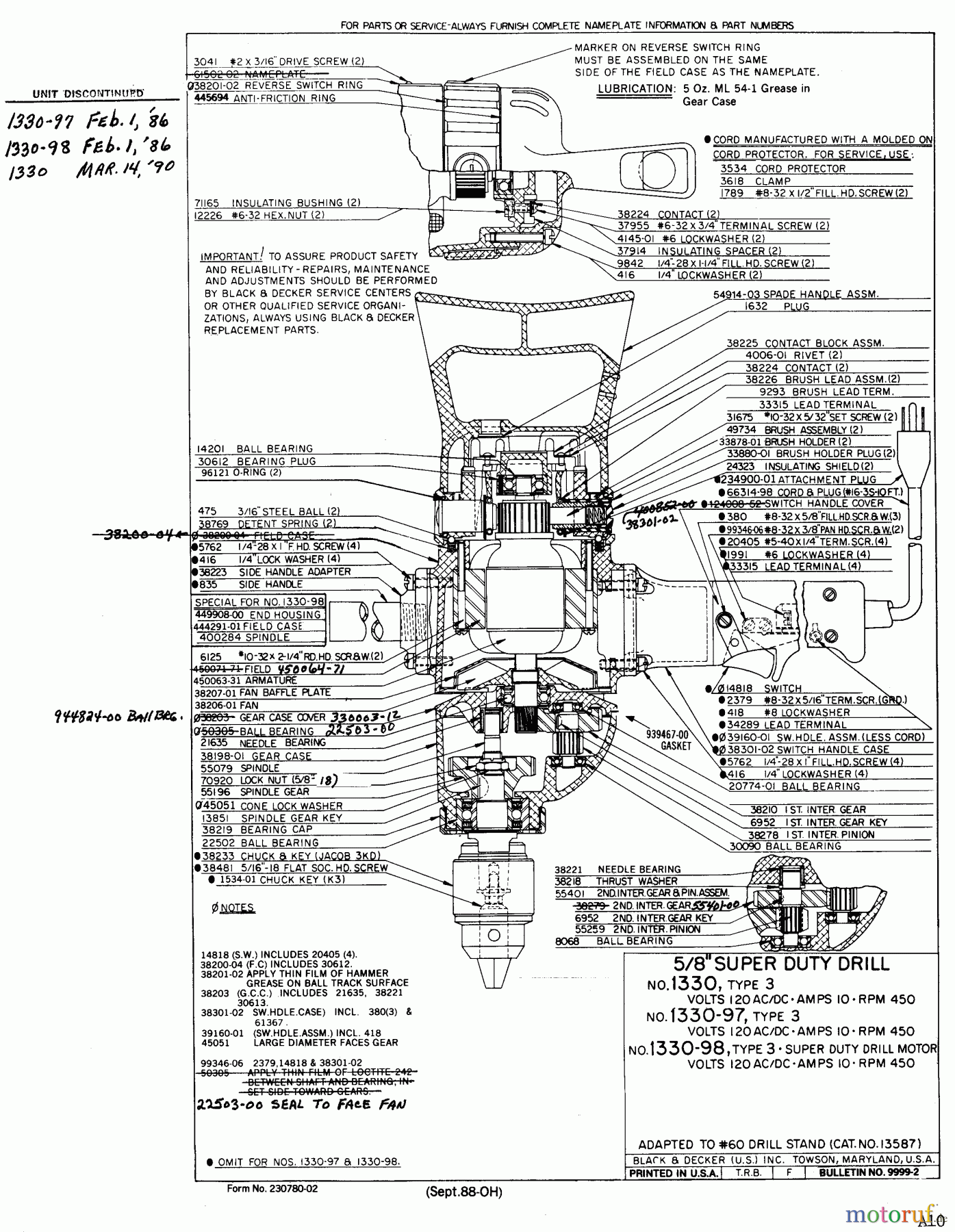  BLACK+DECKER PROFESSIONELL BOHRER, MAGNETBOHRMASCHINE, GEWINDESCHNEIDER 5/8 SDRDRILL 450RPM 1330 Seite 5