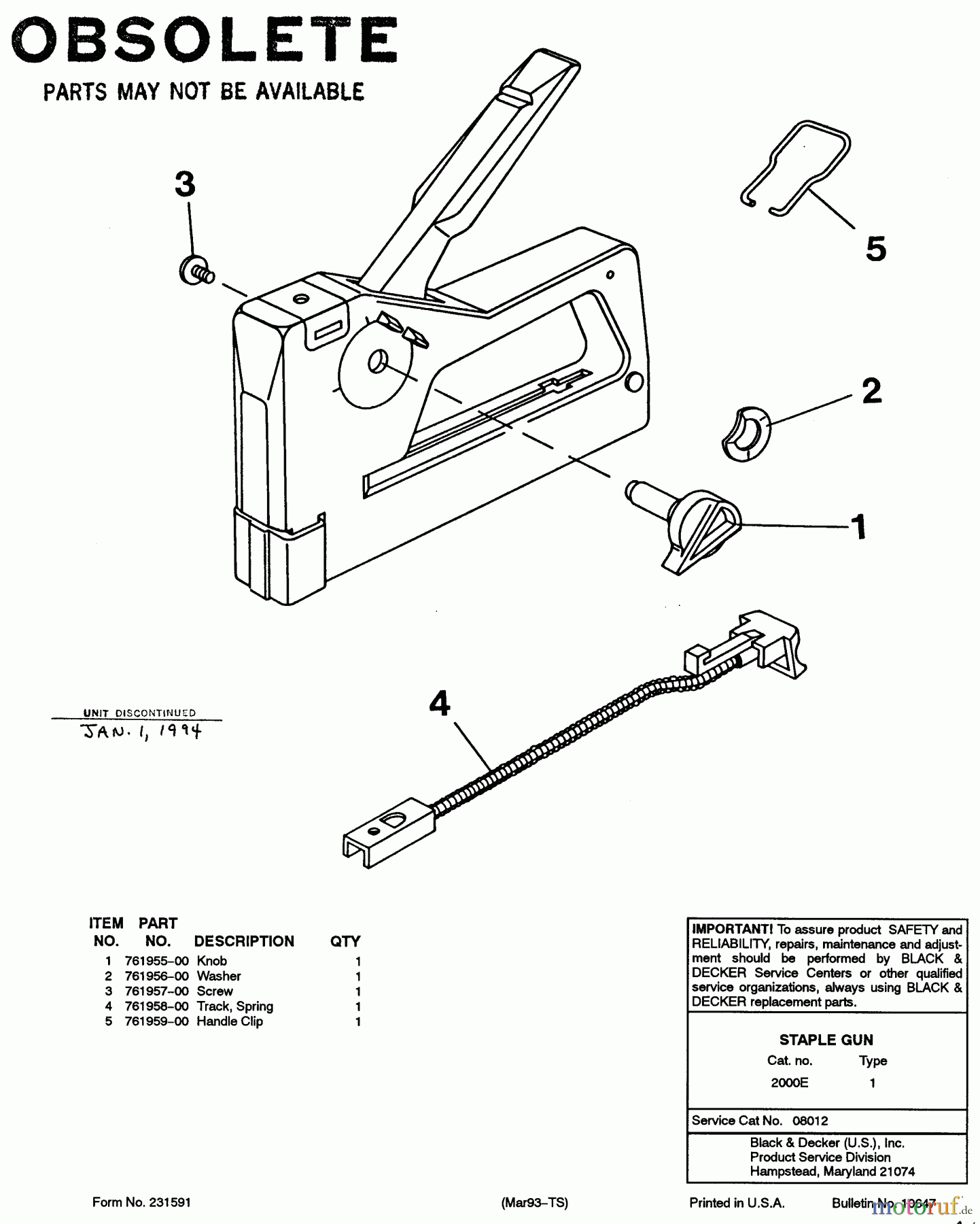  BLACK+DECKER Divers HAND STAPLE GUN 2000E Seite 1