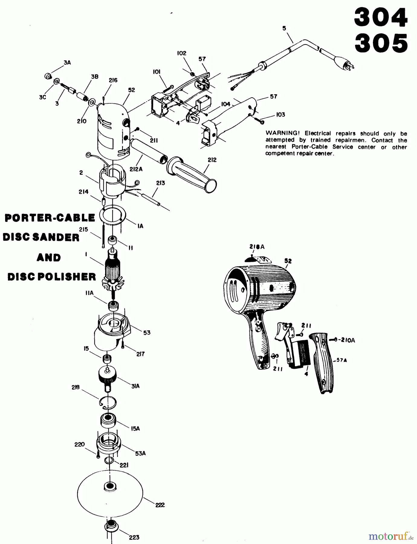 PORTER CABLE Divers 7 INCH POLISHER J-305 Seite 1