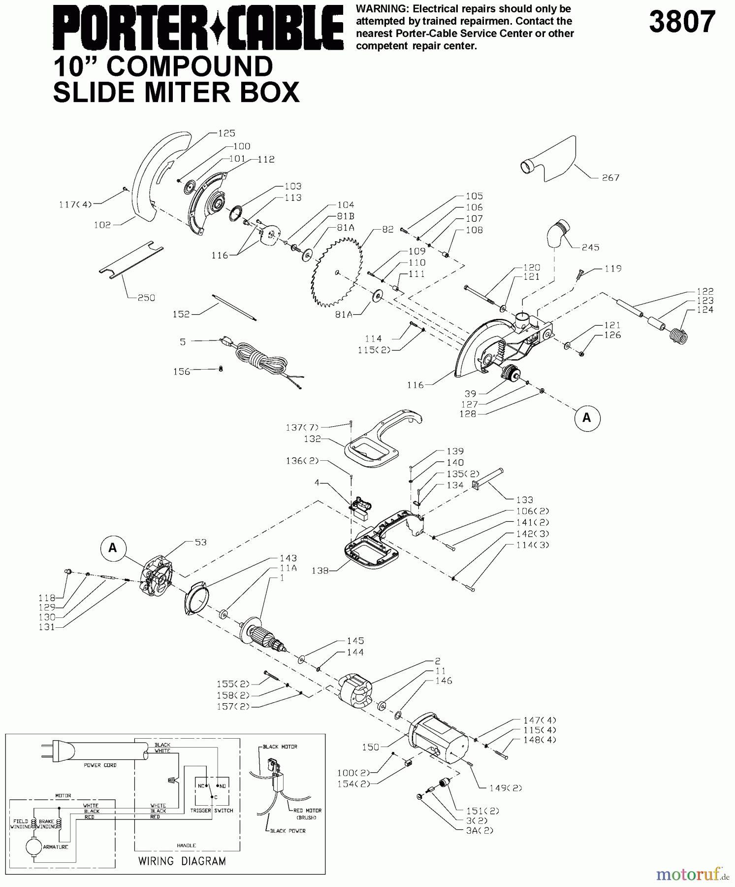 PORTER CABLE Divers 10INSLD MS 15AMP 3807 Seite 1