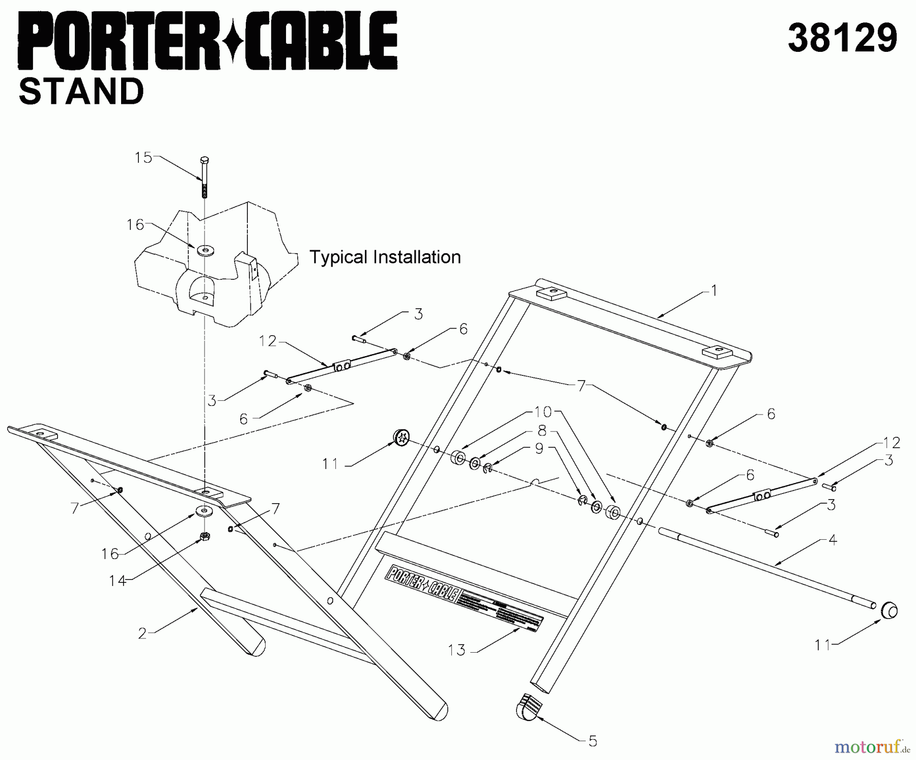  PORTER CABLE Divers STAND FOR 3812 38129 Seite 1