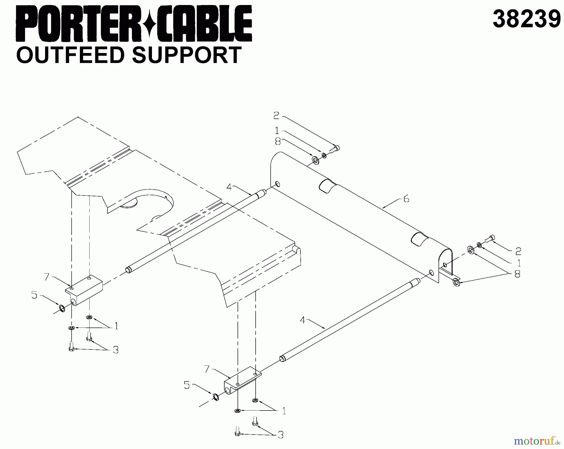 PORTER CABLE Divers OUTFEED SUPPORT 3812 38239 Seite 1