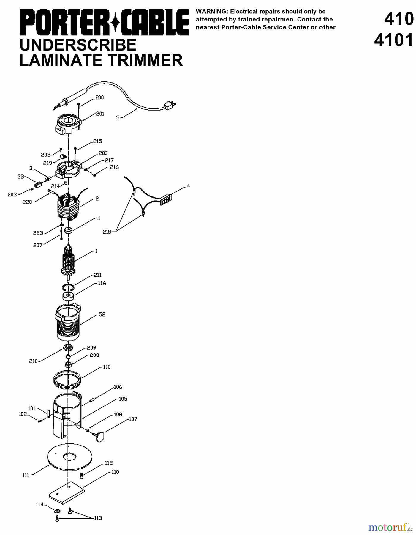 PORTER CABLE Divers BASE #410 UNDESCRIBE 4101 Seite 1