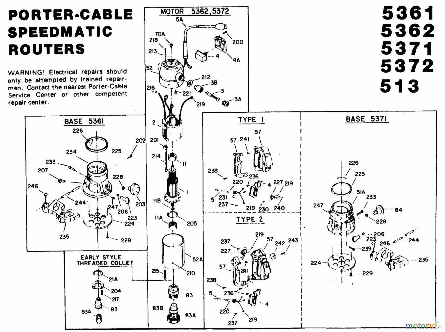 PORTER CABLE Divers BASE #537 5371 Seite 1