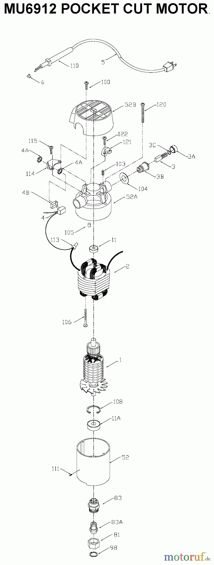 PORTER CABLE Divers POCKET CUT MOTOR MU6912 Seite 1