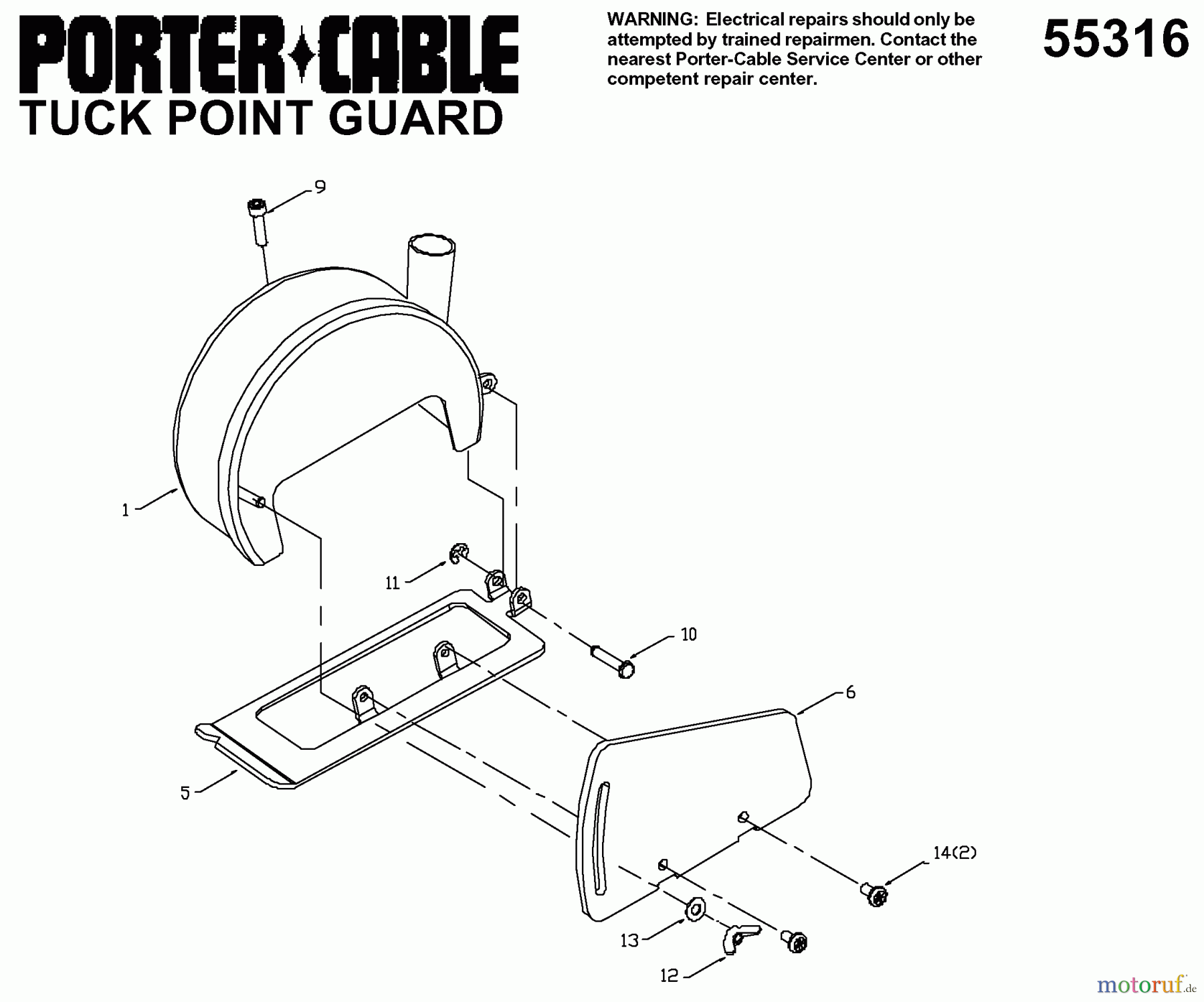 PORTER CABLE Divers 4-1/2INTUCK PTG GUARD 55316 Seite 1