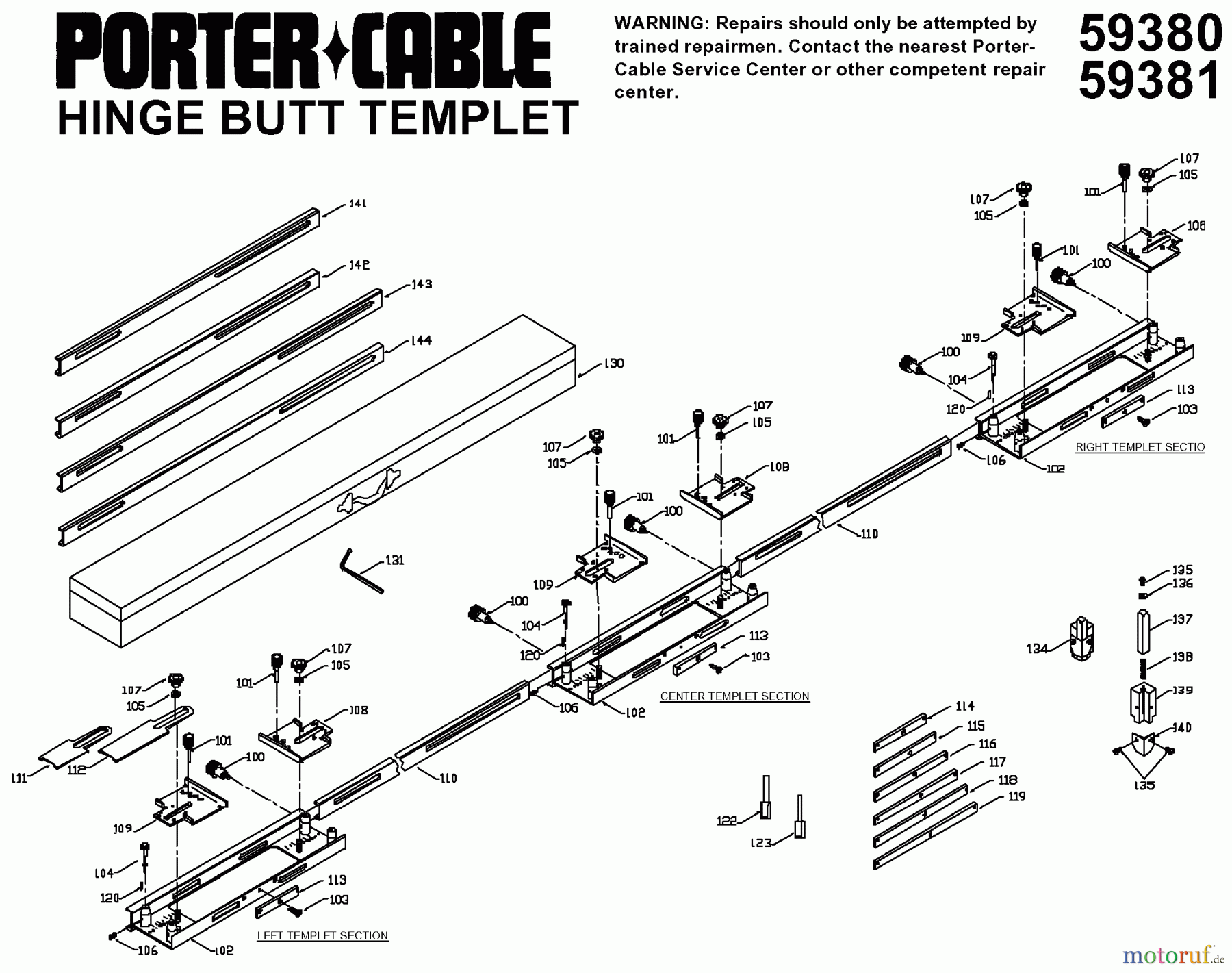 PORTER CABLE Divers HINGE BUTT TEMPLET 59380 Seite 1