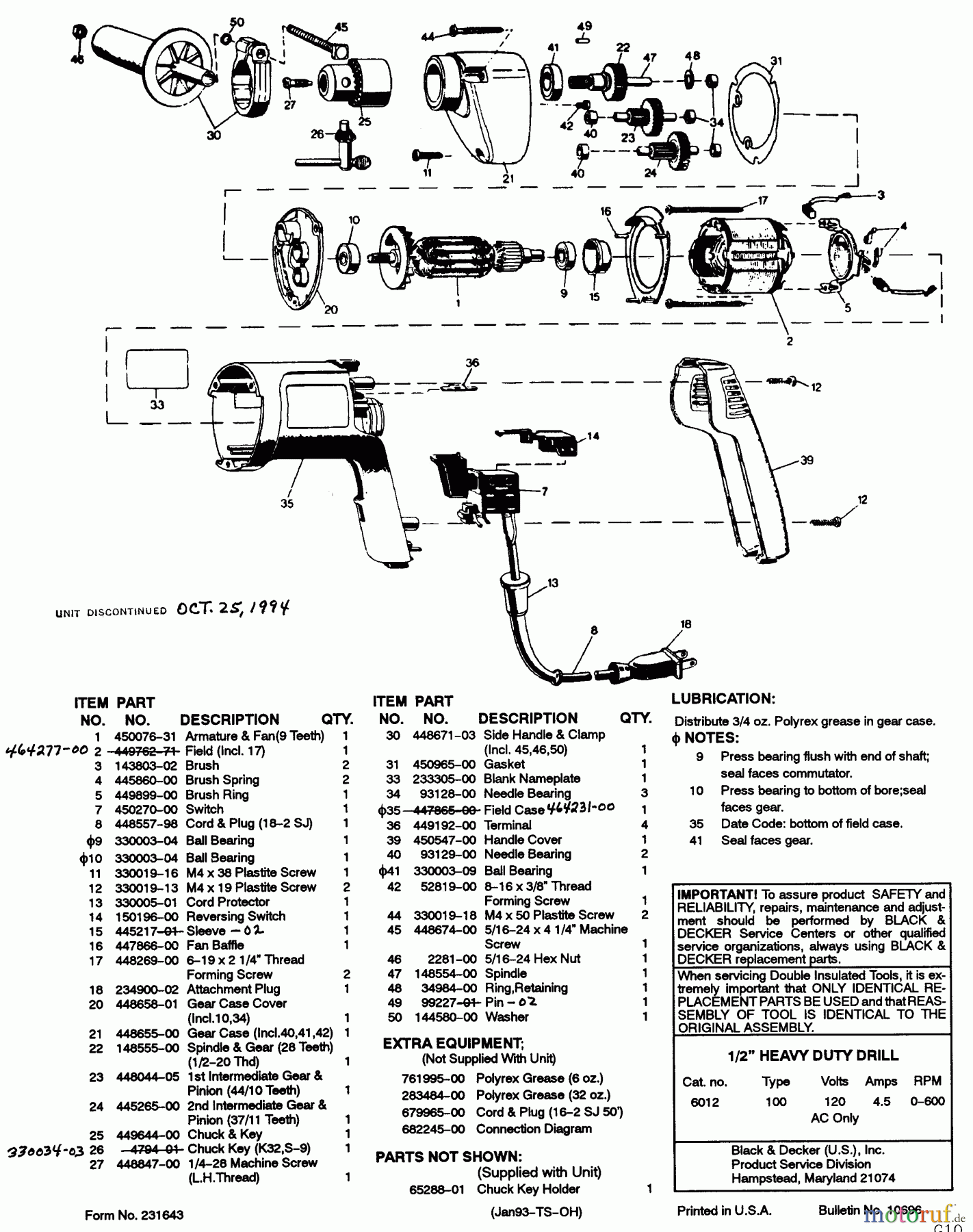  BLACK+DECKER PROFESSIONELL BOHRER, MAGNETBOHRMASCHINE, GEWINDESCHNEIDER 1/2 H.D. DRILL 6012 Seite 1