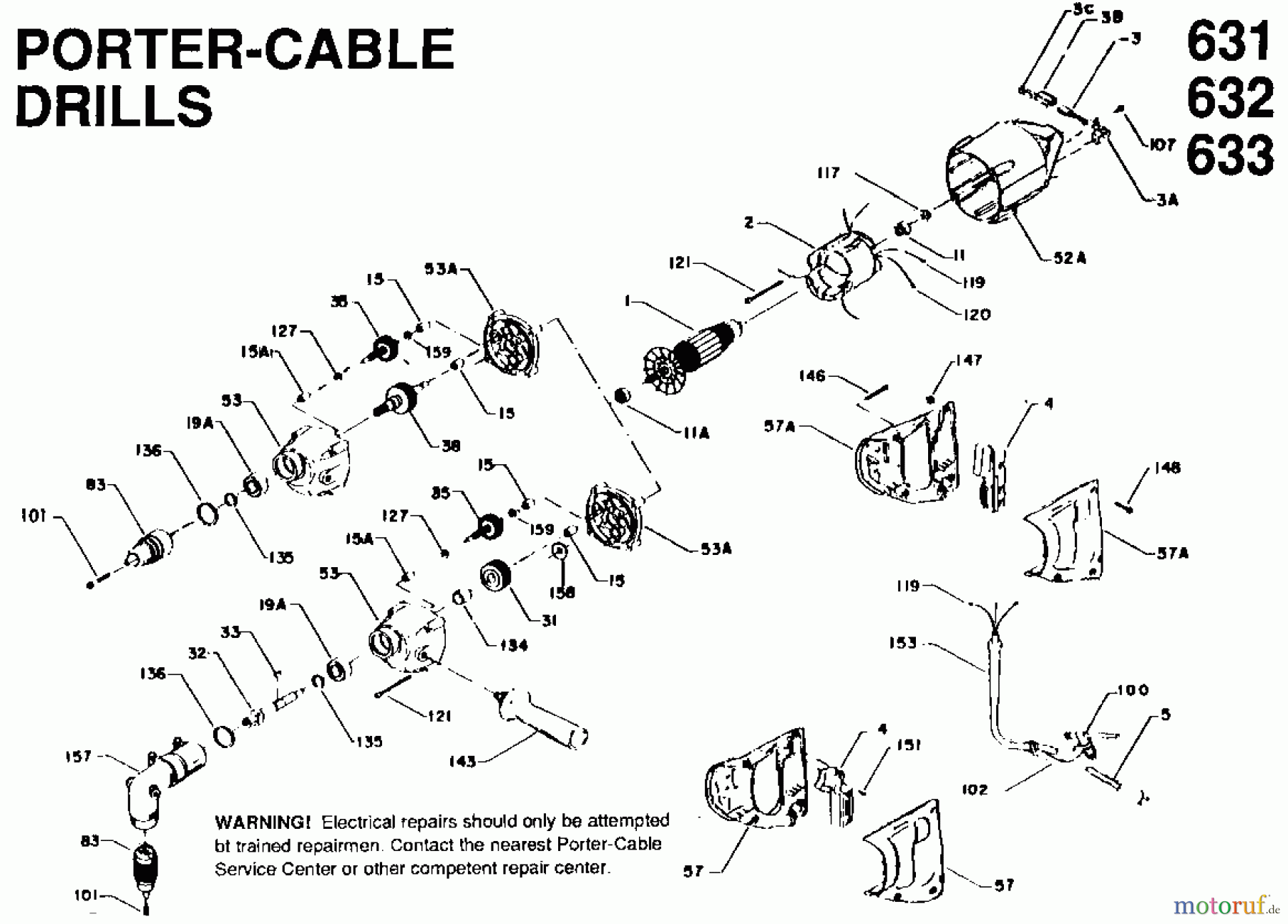 PORTER CABLE Divers 1/2IN DRILL DHANDLE 631 Seite 1