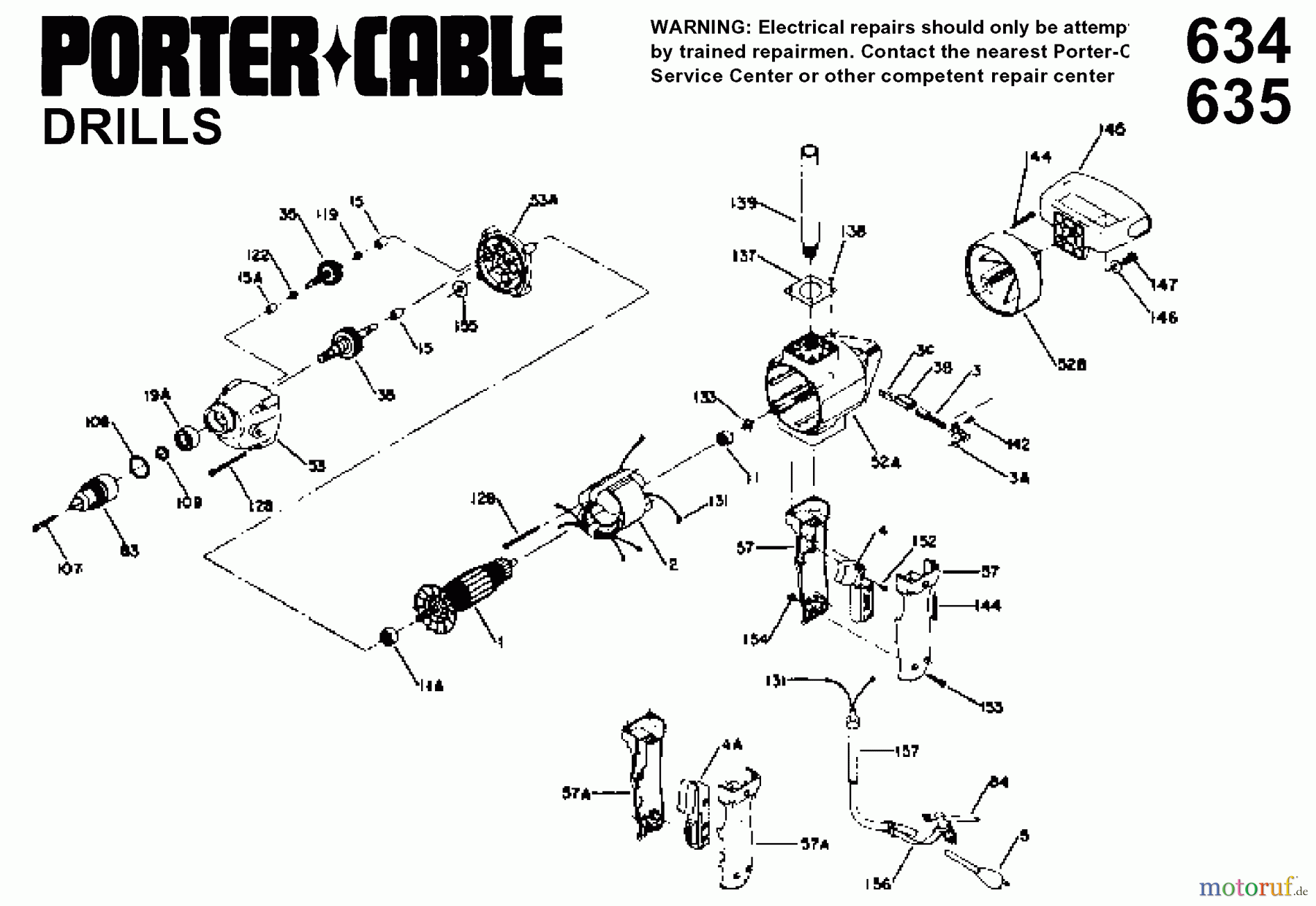 PORTER CABLE Divers 1/2 SPADE HDL DRILL 635 Seite 1