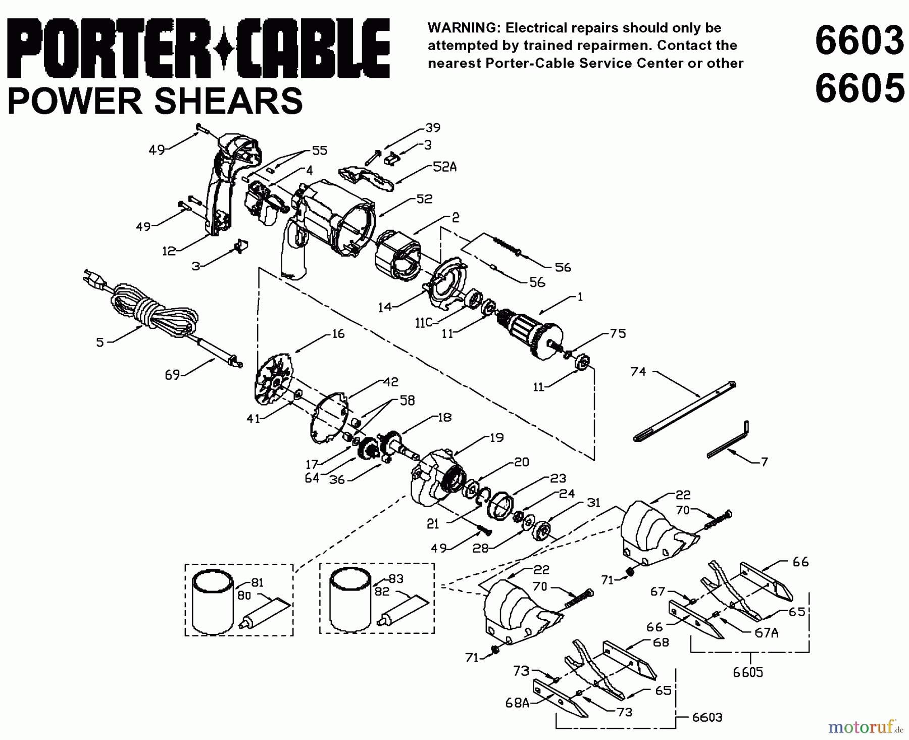 PORTER CABLE Divers METAL SHEAR-18 GA. 6603 Seite 1