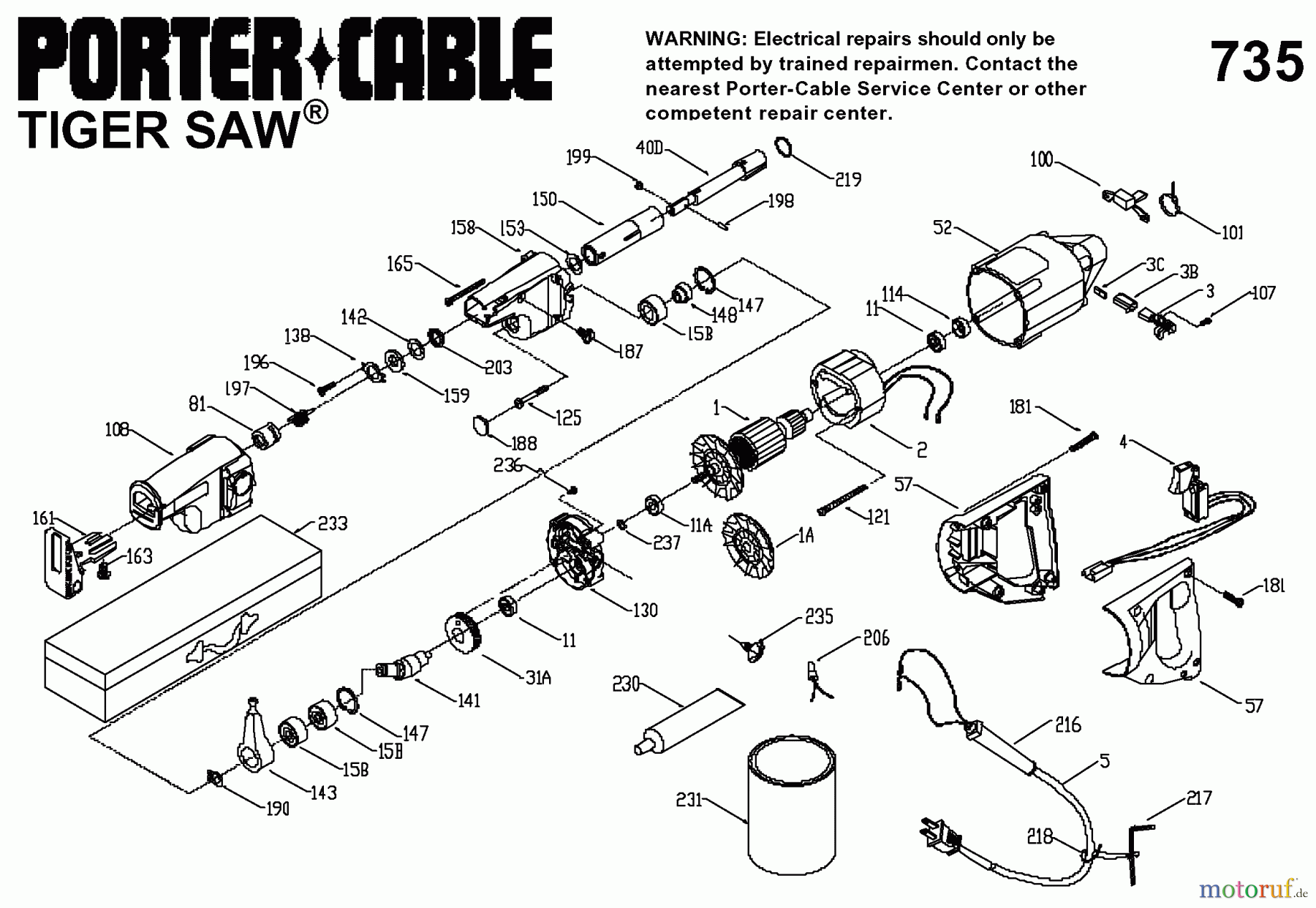  PORTER CABLE Divers TIGER SAW WQUIKCLAMP PC9735 Seite 1