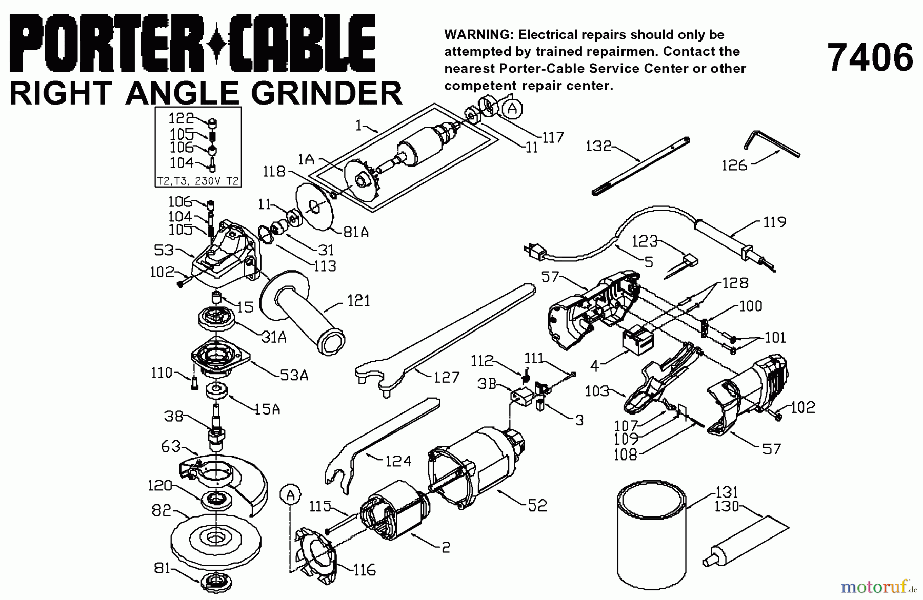 PORTER CABLE Divers 4 1/2 IN GRINDER PC7406 Seite 1