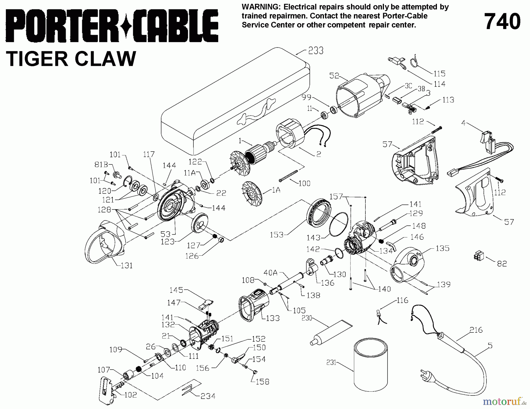 PORTER CABLE Divers VAR ANGLE RECIP SAW PC9740 Seite 1
