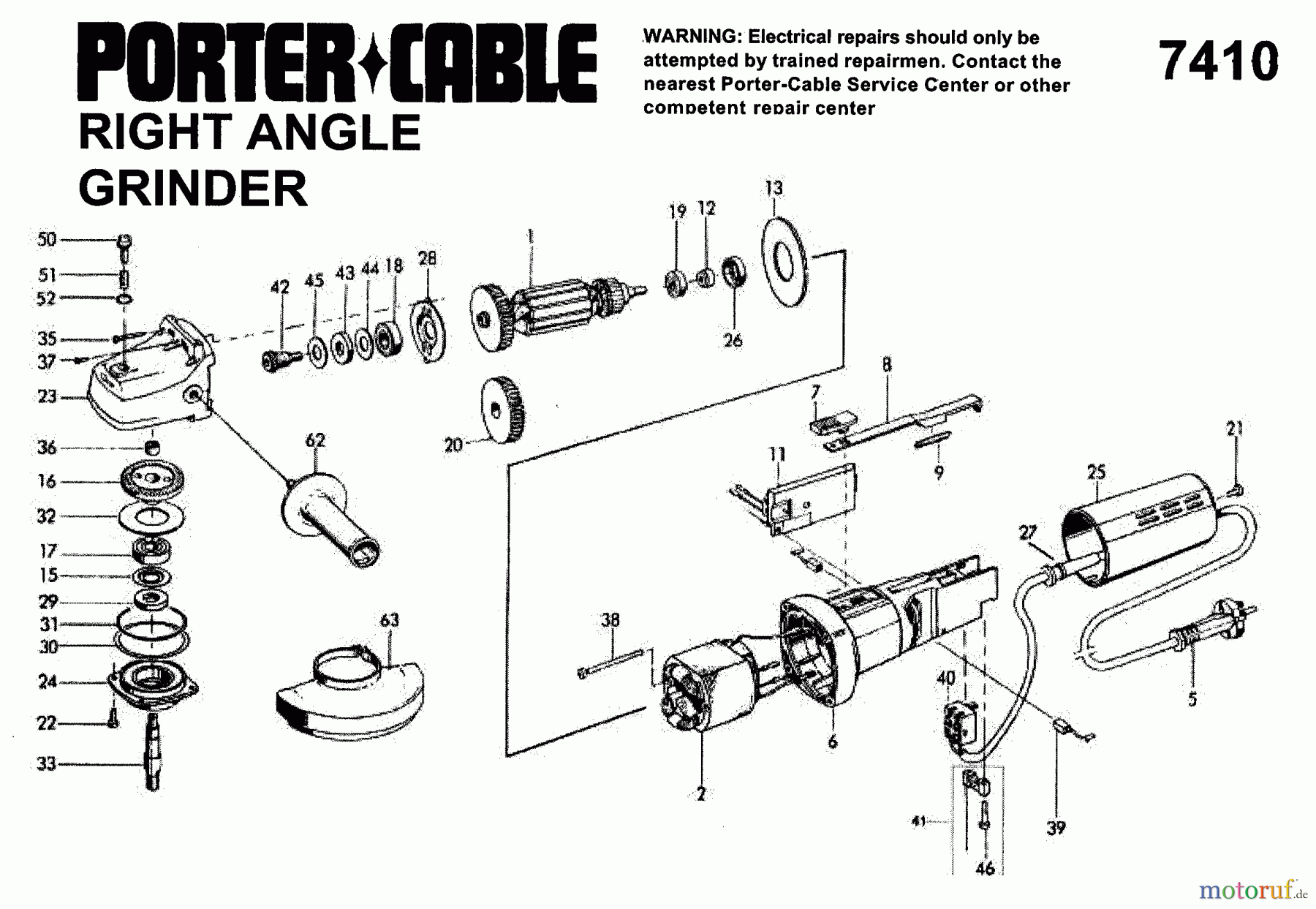 PORTER CABLE Divers FLEX TADPOLE J-7410 Seite 1