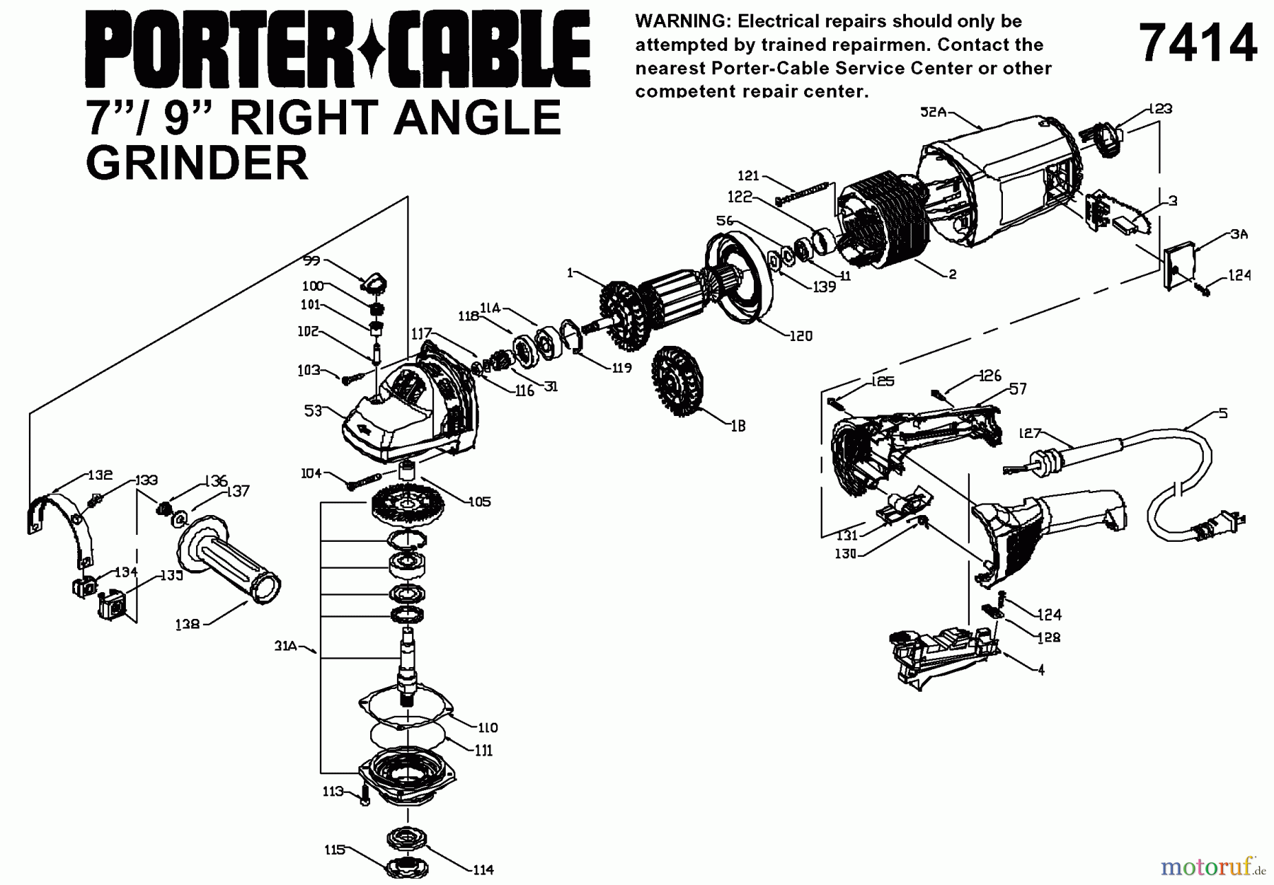 PORTER CABLE Divers FLEX 7/9IN SANDER 7414 Seite 1