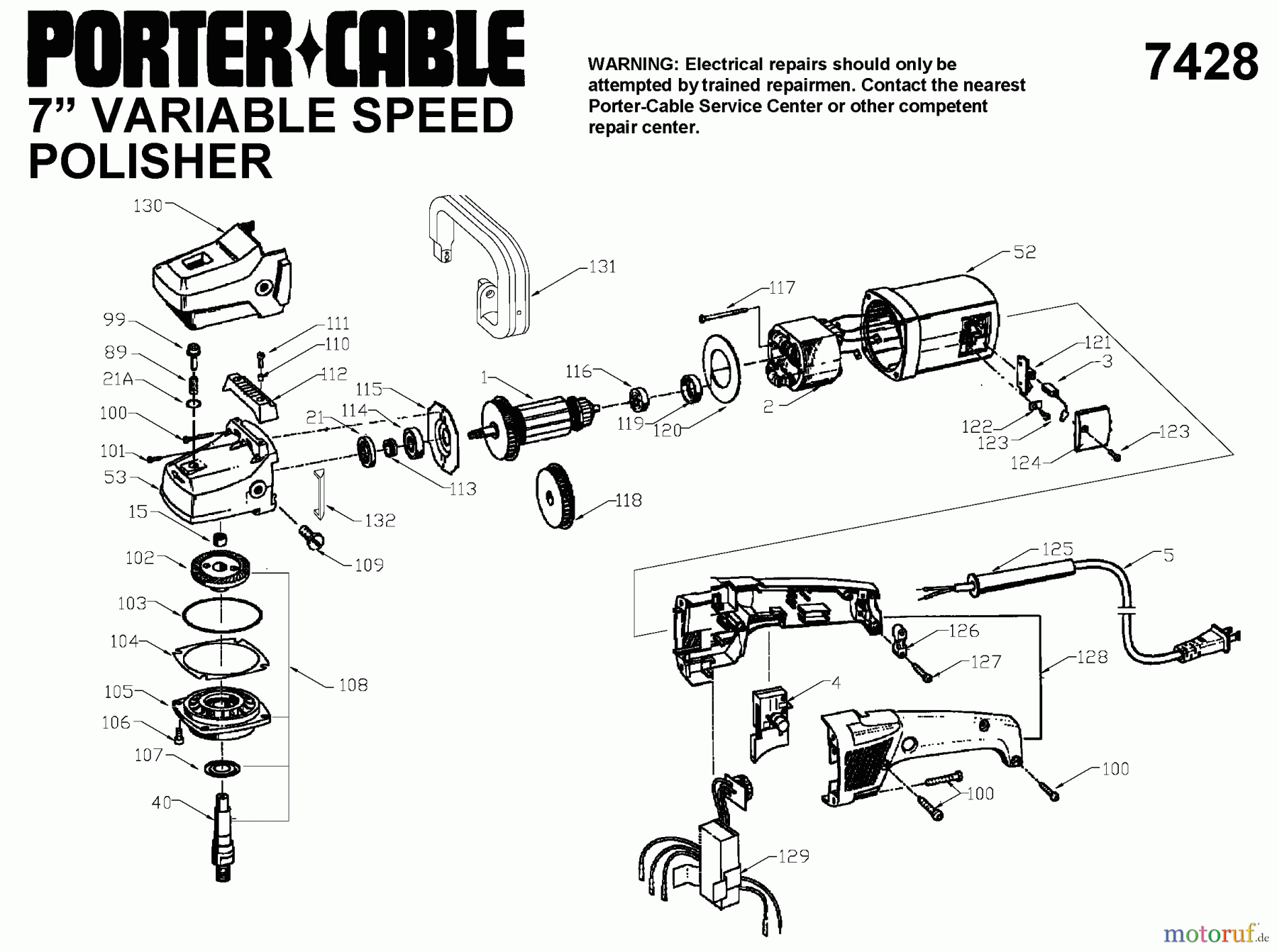 PORTER CABLE Divers 7IN VS POLISHER 7428 Seite 1