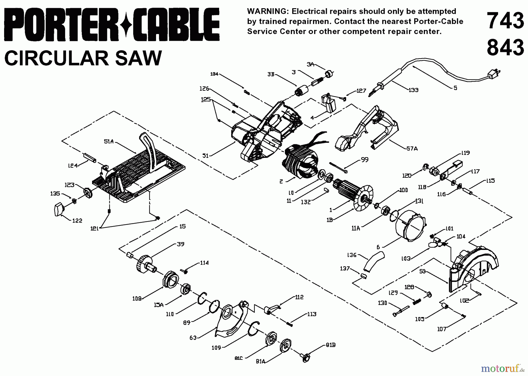 PORTER CABLE Divers 7 1/4 FRAME SAW KIT J-9743 Seite 1