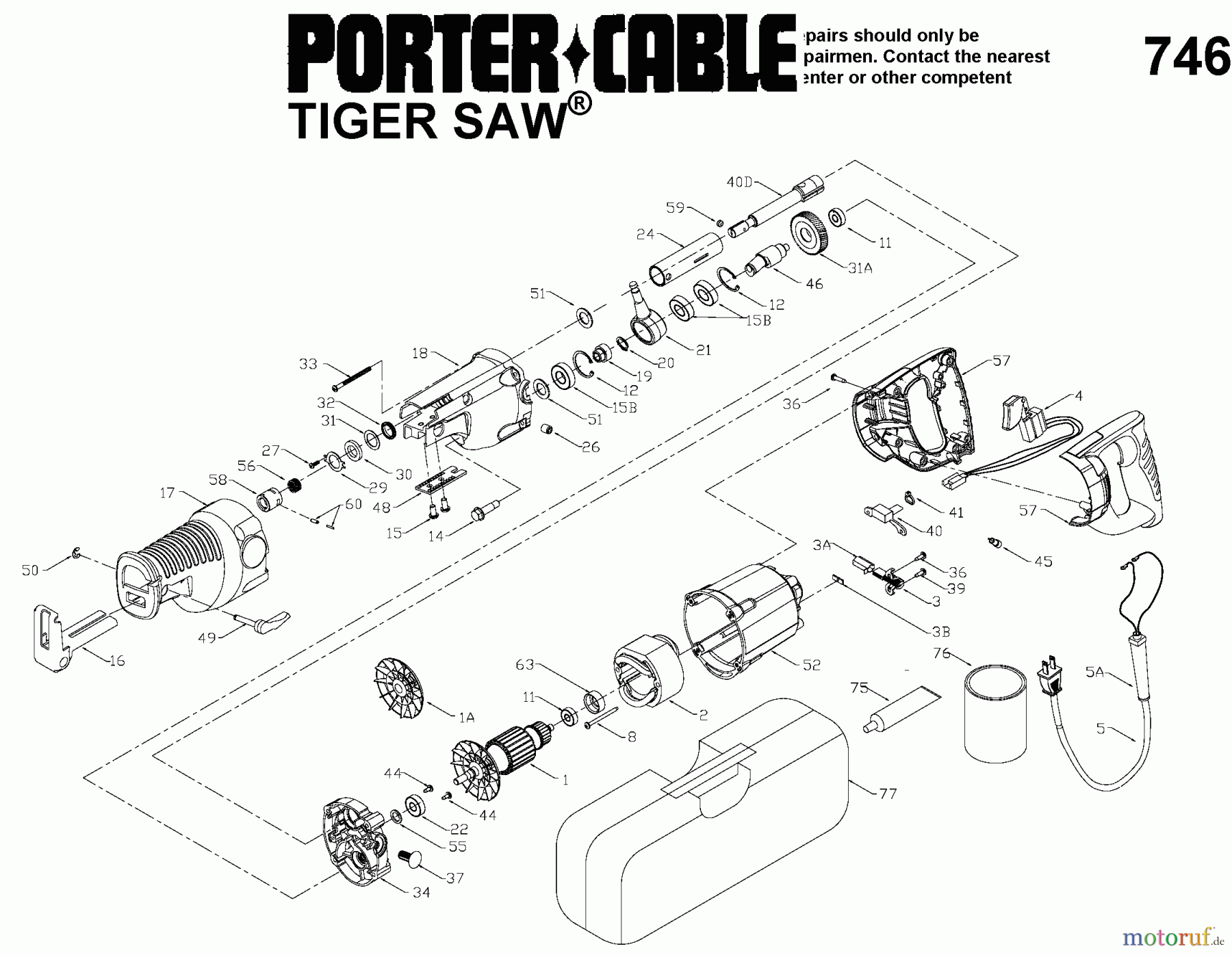PORTER CABLE Divers 10 AMP TIGER SAW KIT 9746 Seite 1