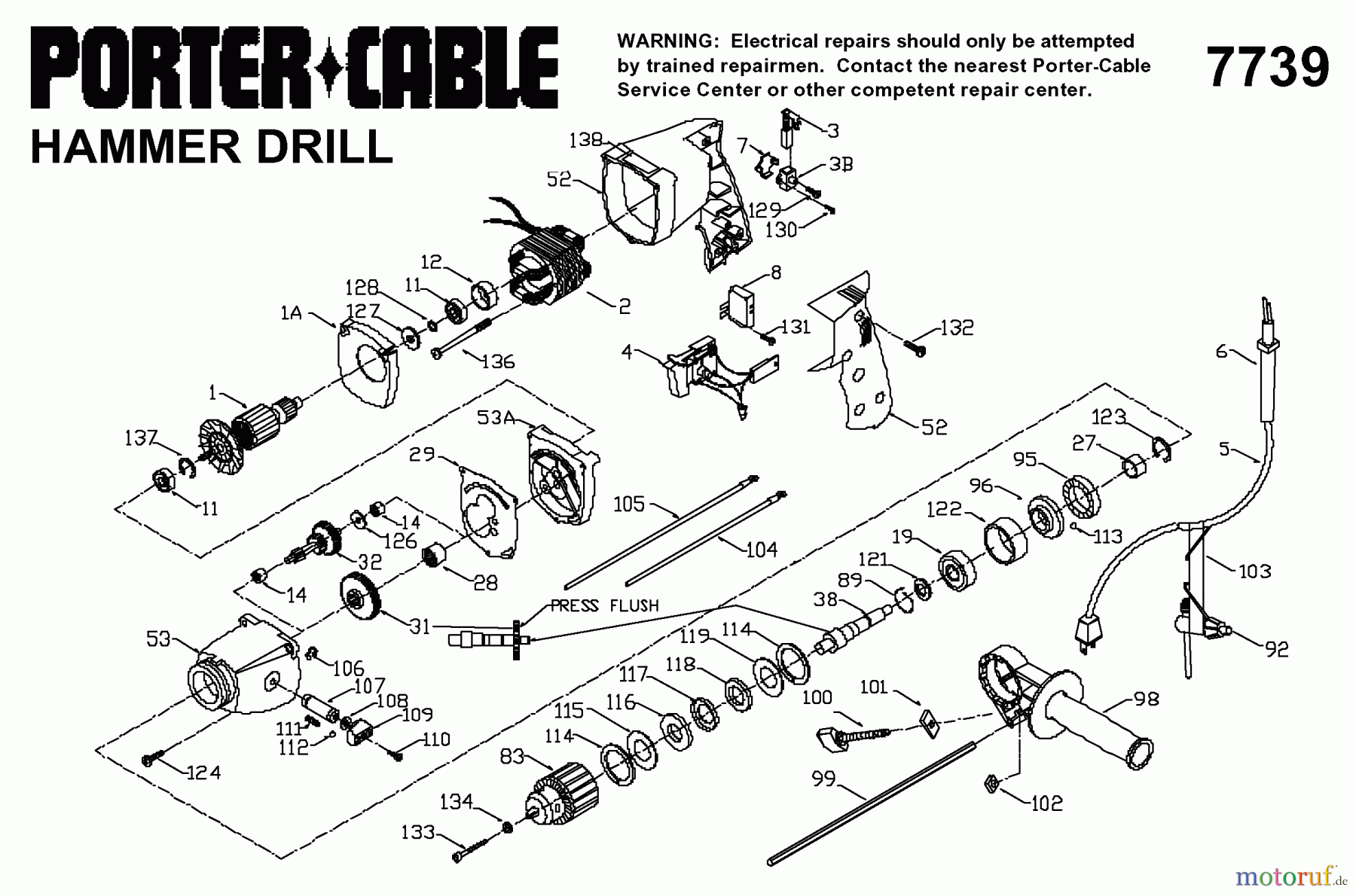 PORTER CABLE Divers 1/2 IN HAMMER DRILL J-7739 Seite 1