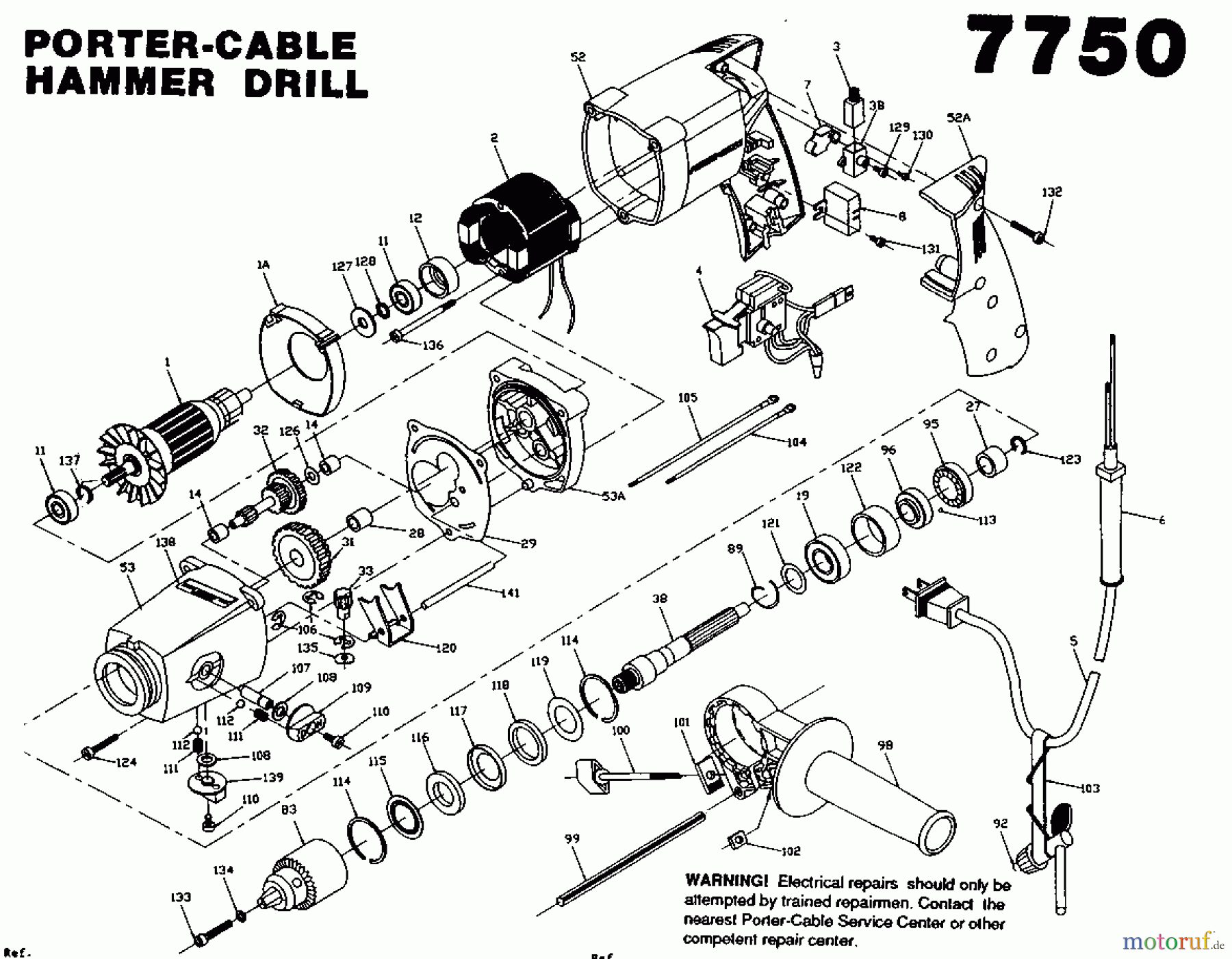 PORTER CABLE Divers 1/2 HAMMER DRILL J-7750 Seite 1