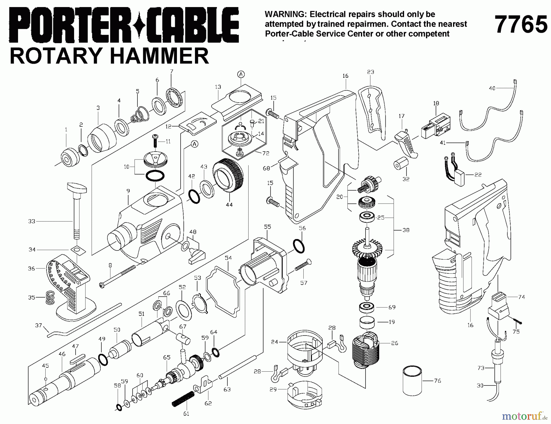  PORTER CABLE Divers DREHHAMMER 97765 Seite 1