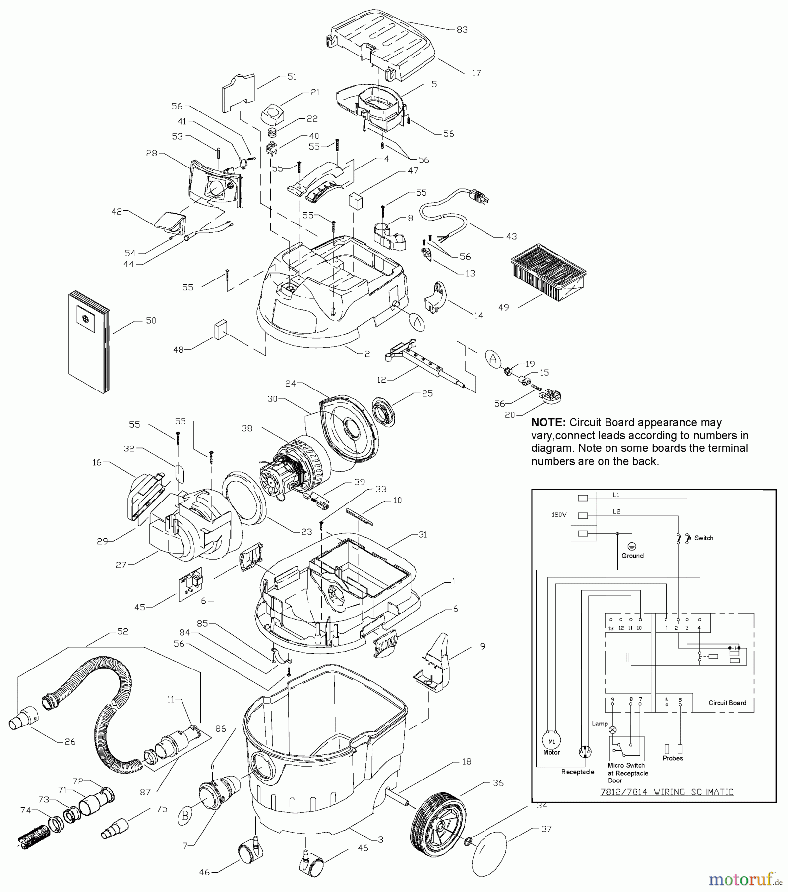 PORTER CABLE Divers 10 GAL WET/DRY VAC 7812 Seite 1