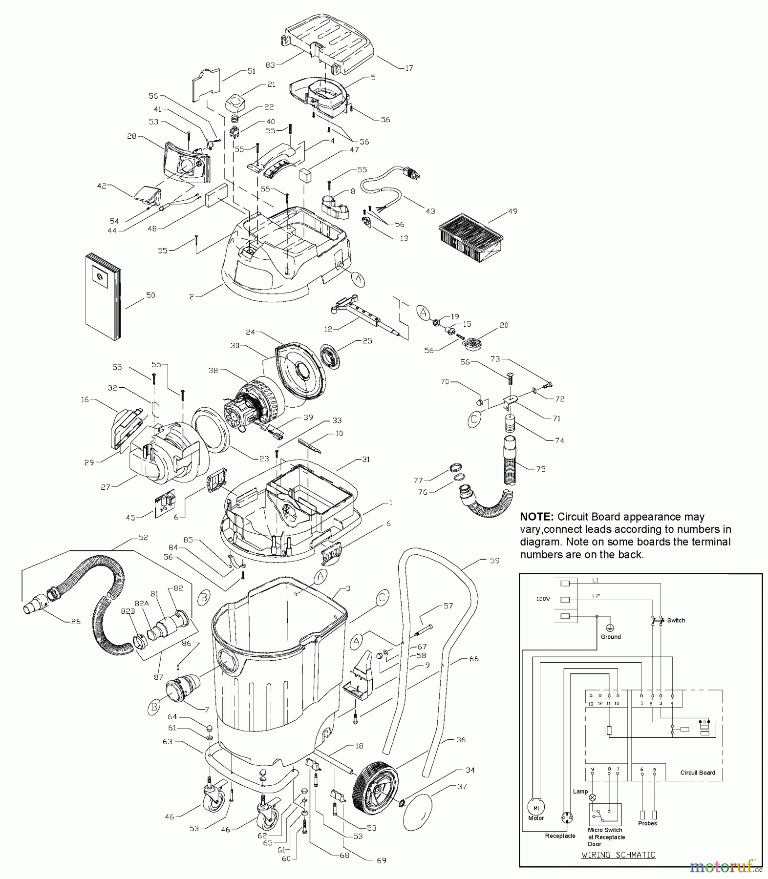 PORTER CABLE Divers 15 GAL WET/DRY VAC 7814 Seite 1