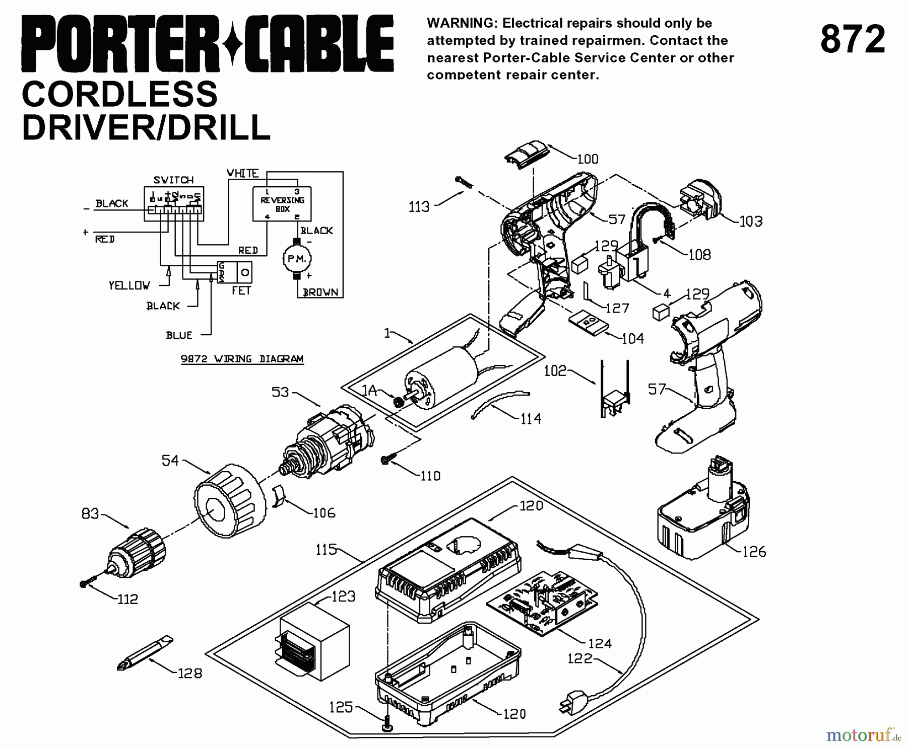 PORTER CABLE Divers 3/8IN14.4V CDLS DRILL 9872 Seite 1