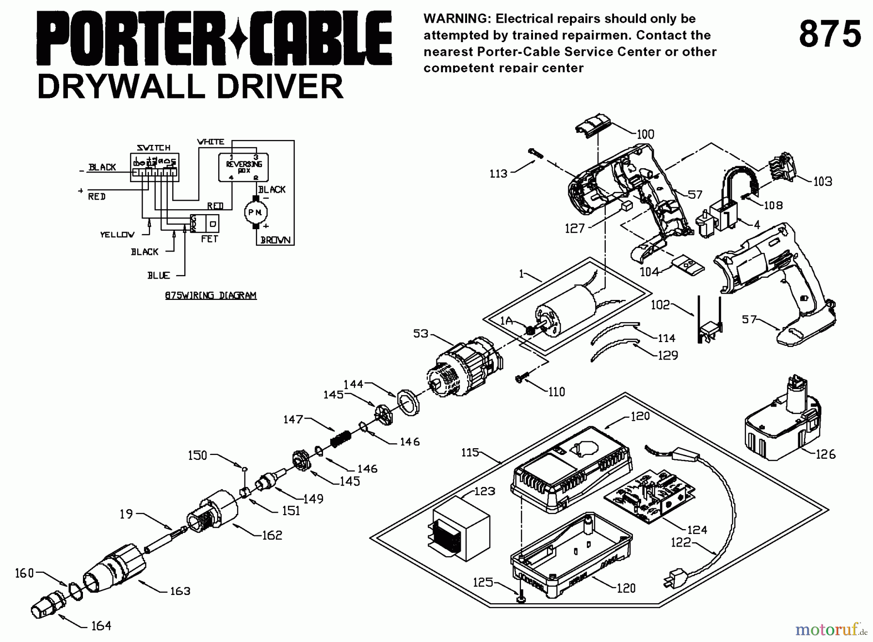 PORTER CABLE Divers 14.4V PH CORDLESS DD 9875 Seite 1