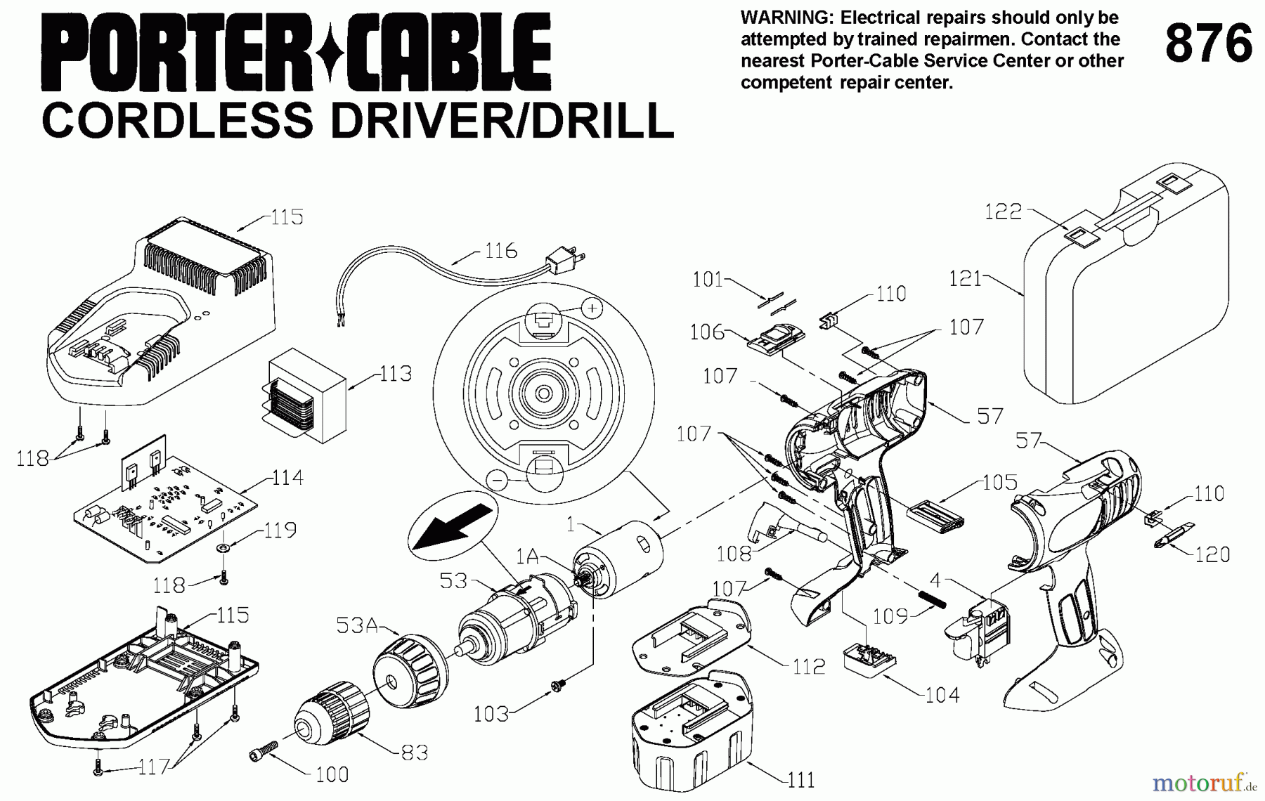 PORTER CABLE Divers USE 09978 9876 Seite 1