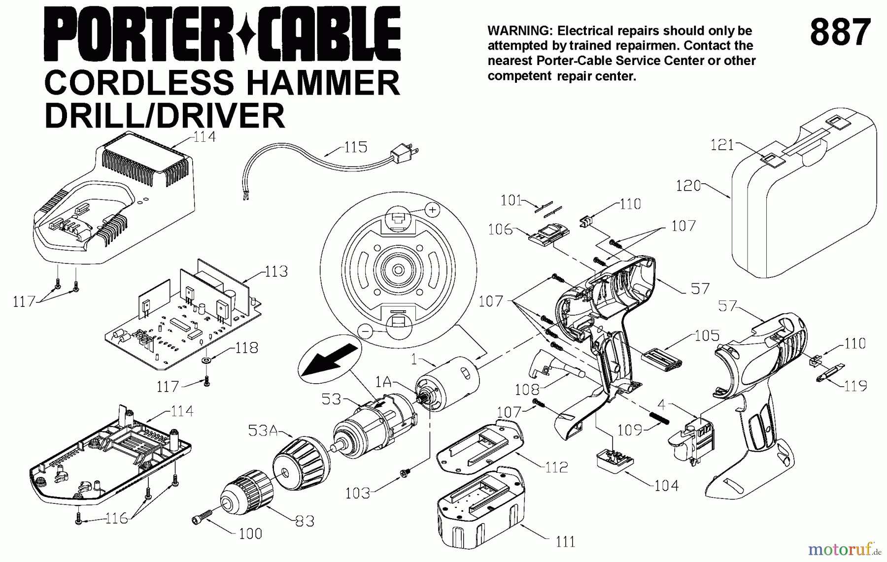 PORTER CABLE Divers USE 09987 9887 Seite 1