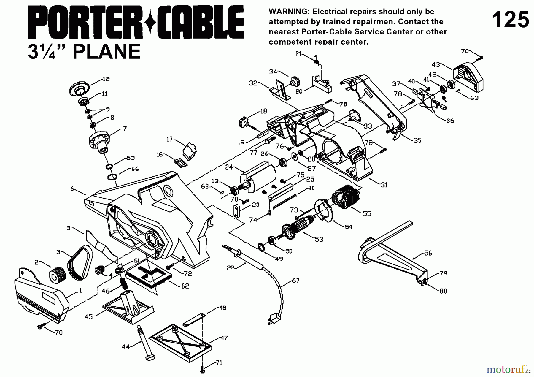 PORTER CABLE Divers 3-1/4IN POWER PLANE 9125 Seite 1