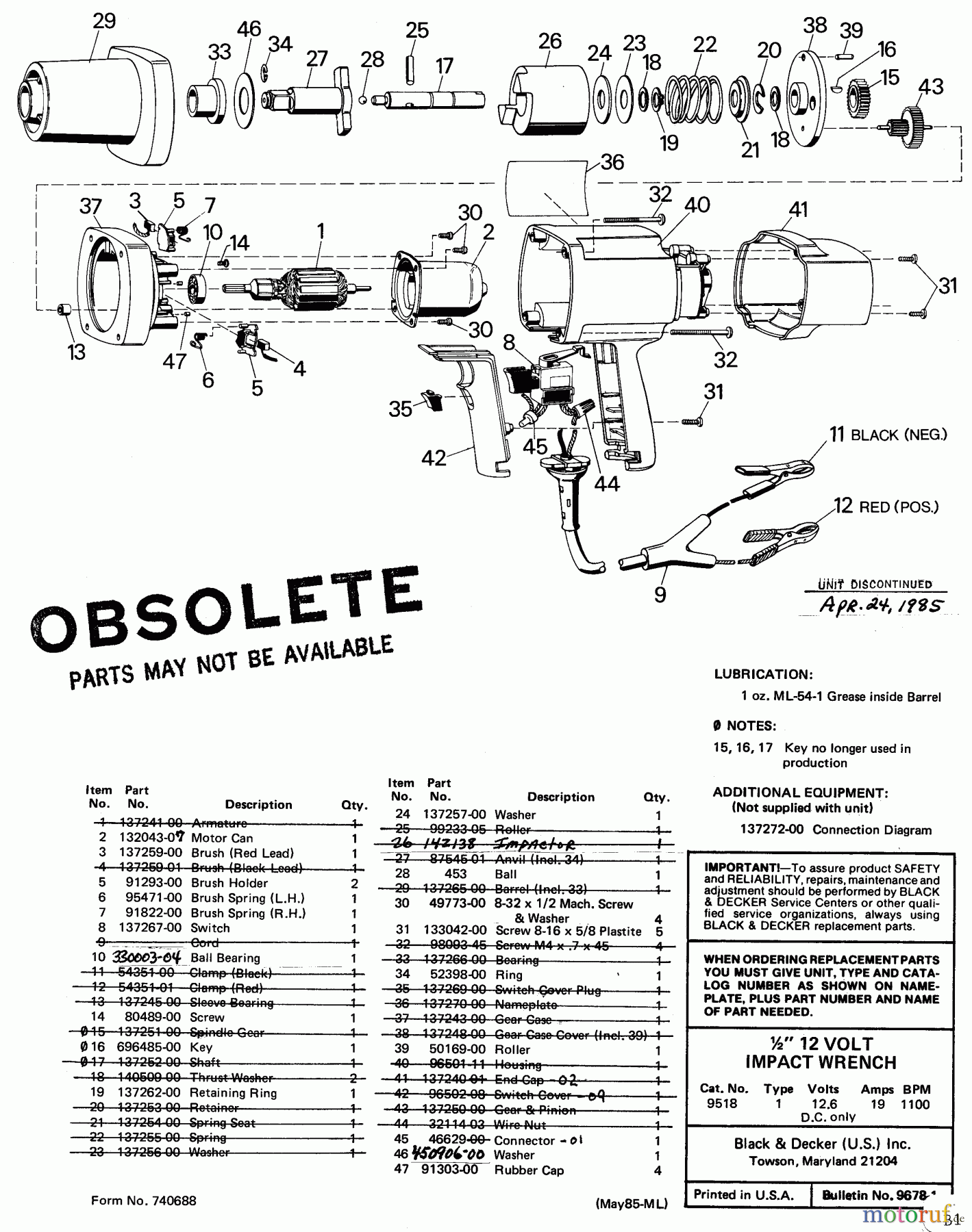  BLACK+DECKER Divers 12 VOLT IMPACT WRENCH 9518 Seite 1