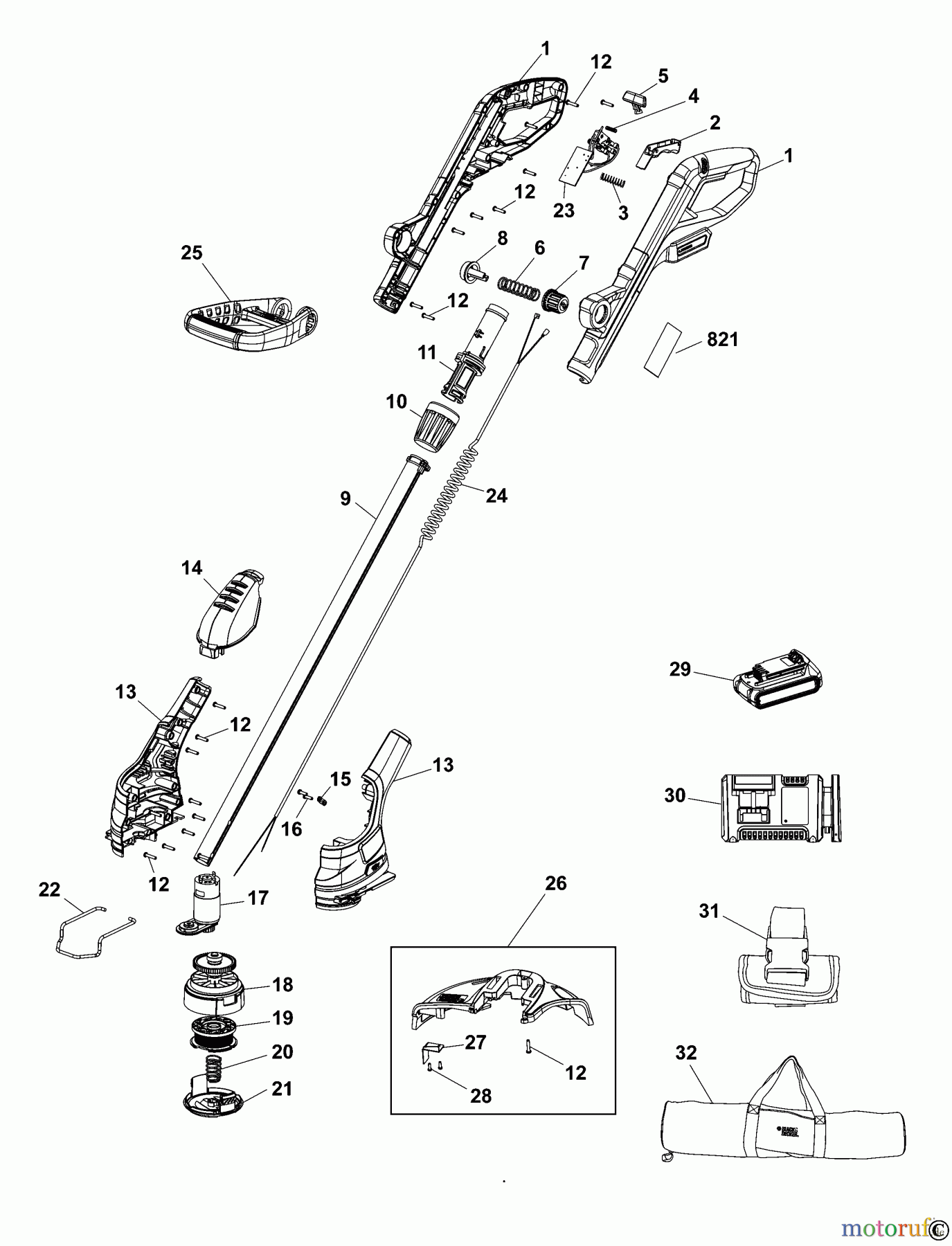 BLACK+DECKER AUSSERHALB HECKENSCHEREN, FADENTRIMMER, SCHEREN AKKU-RASENTRIMMER GLC1825LN Seite 1