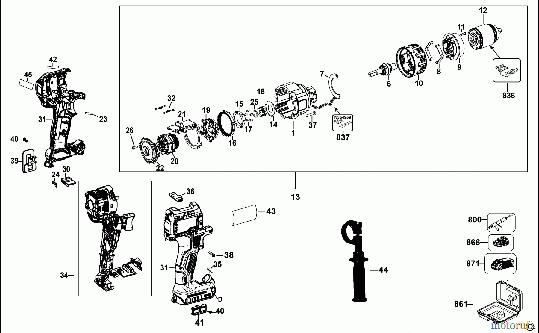 DEWALT AKKUBOHRER DRILLS, 20V AKKU SCHRAUBER DCD991H2T Seite 1