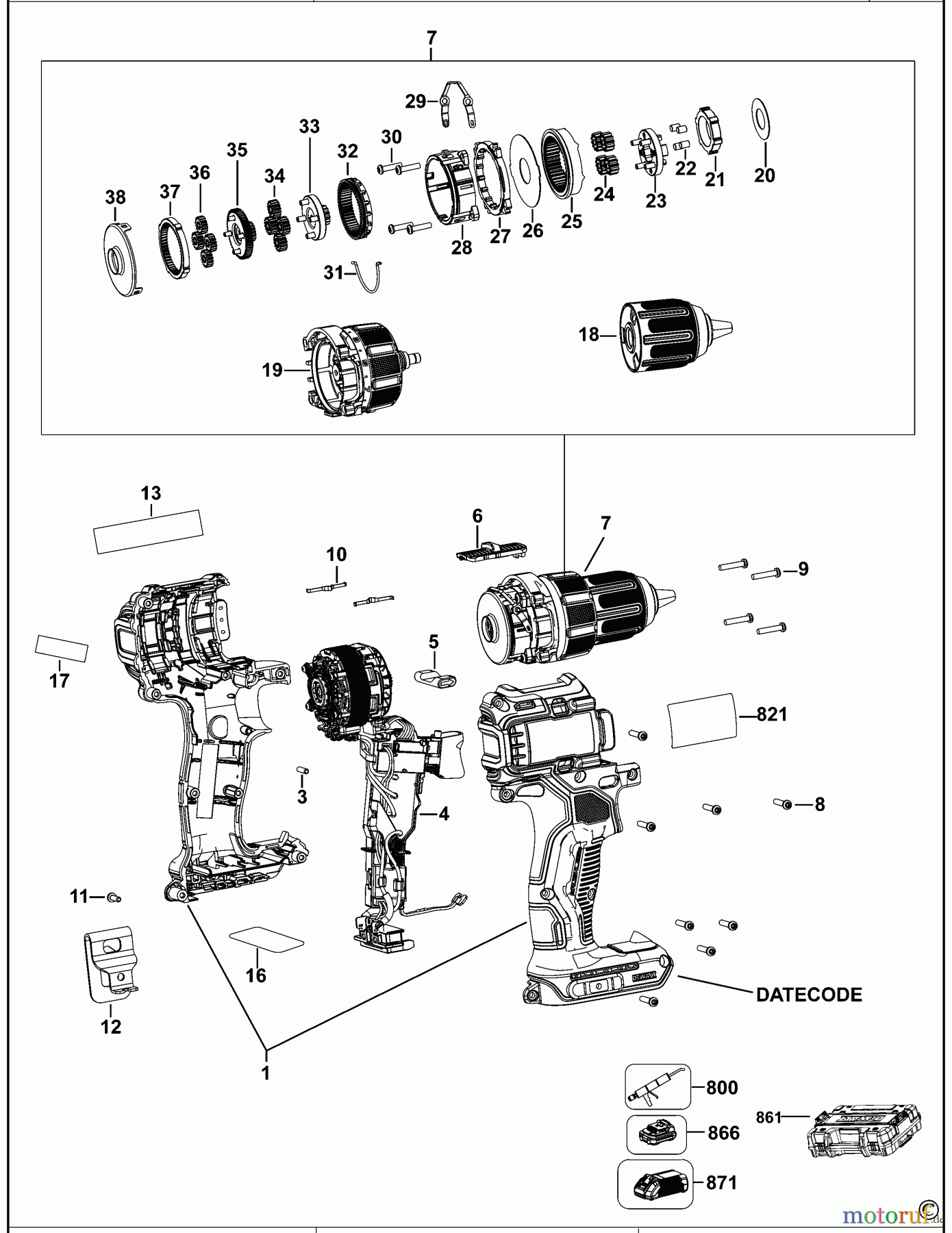 DEWALT AKKUBOHRER CDLS DRILLS 18V AKKU-BOHRMASCHINE DCD708 Seite 1