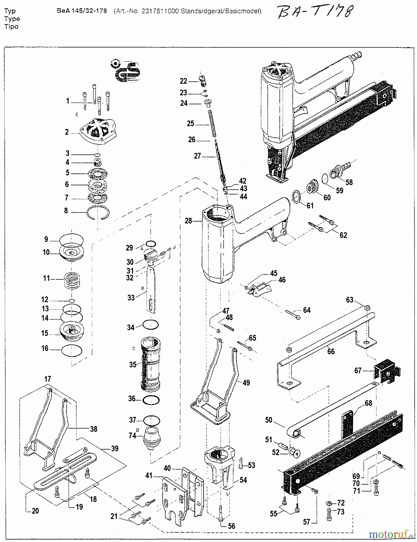 BOSTITCH ACCESSORIES DRUCKLUFTKLAMMER AGRAFEUSE 145/32-178 Seite 1