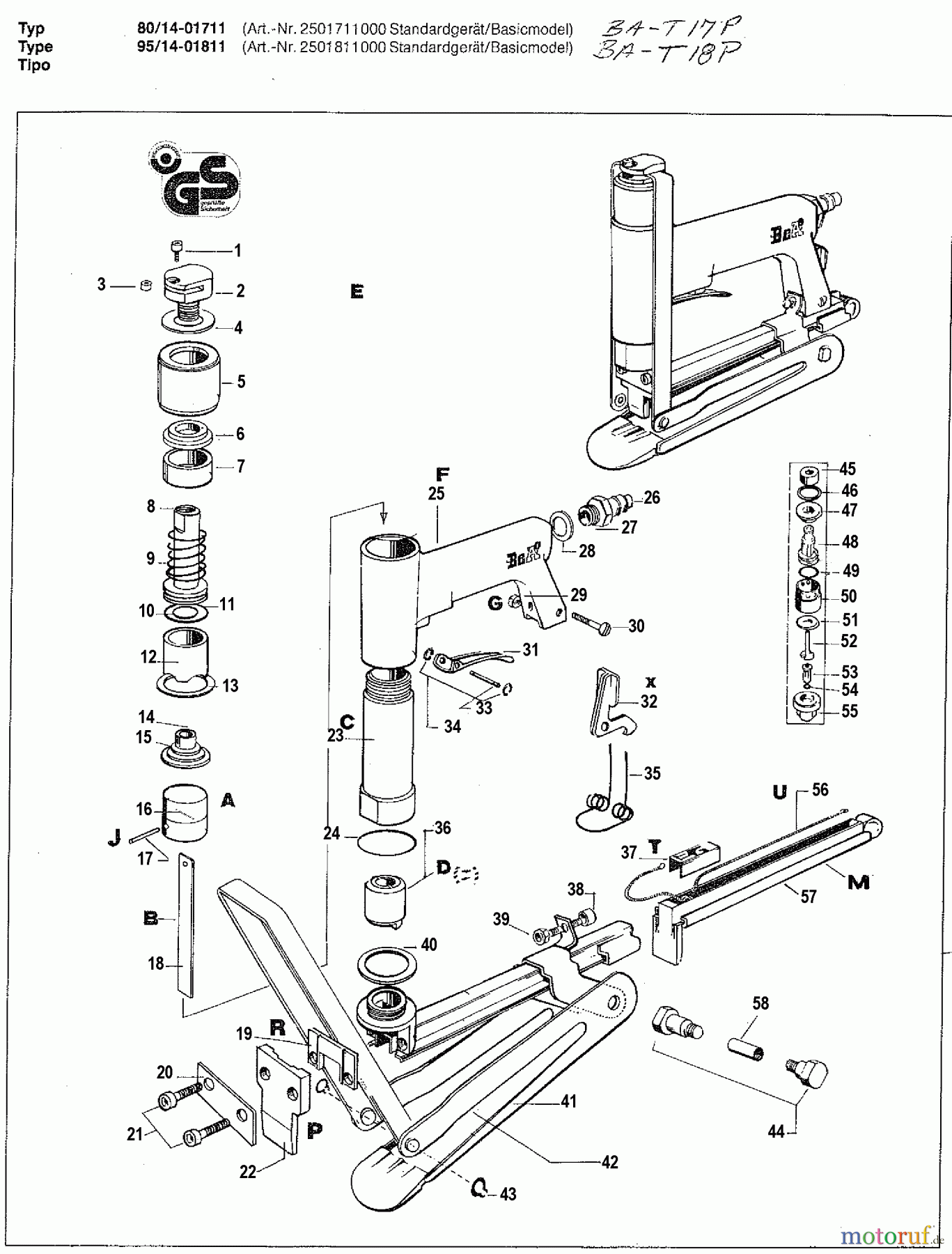BOSTITCH ACCESSORIES DRUCKLUFTKLAMMER AGRAFEUSE 95/14-01811 Seite 1