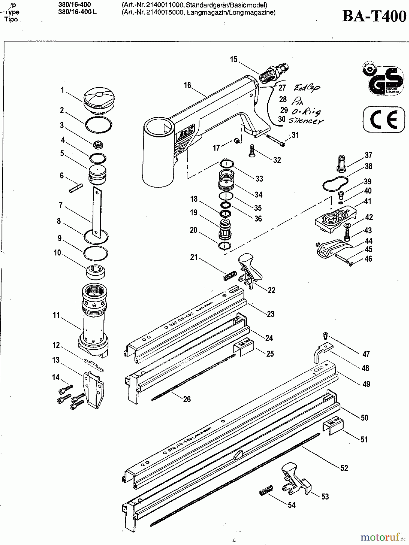 BOSTITCH ACCESSORIES DRUCKLUFTKLAMMER AGRAFEUSE 380/16-400 Seite 1