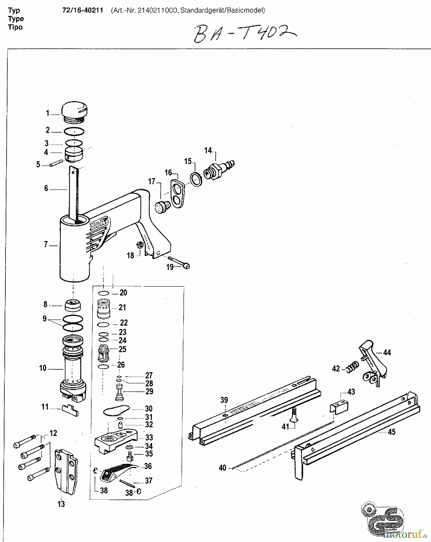 BOSTITCH ACCESSORIES DRUCKLUFTKLAMMER AGRAFEUSE 72/16-40211 Seite 1