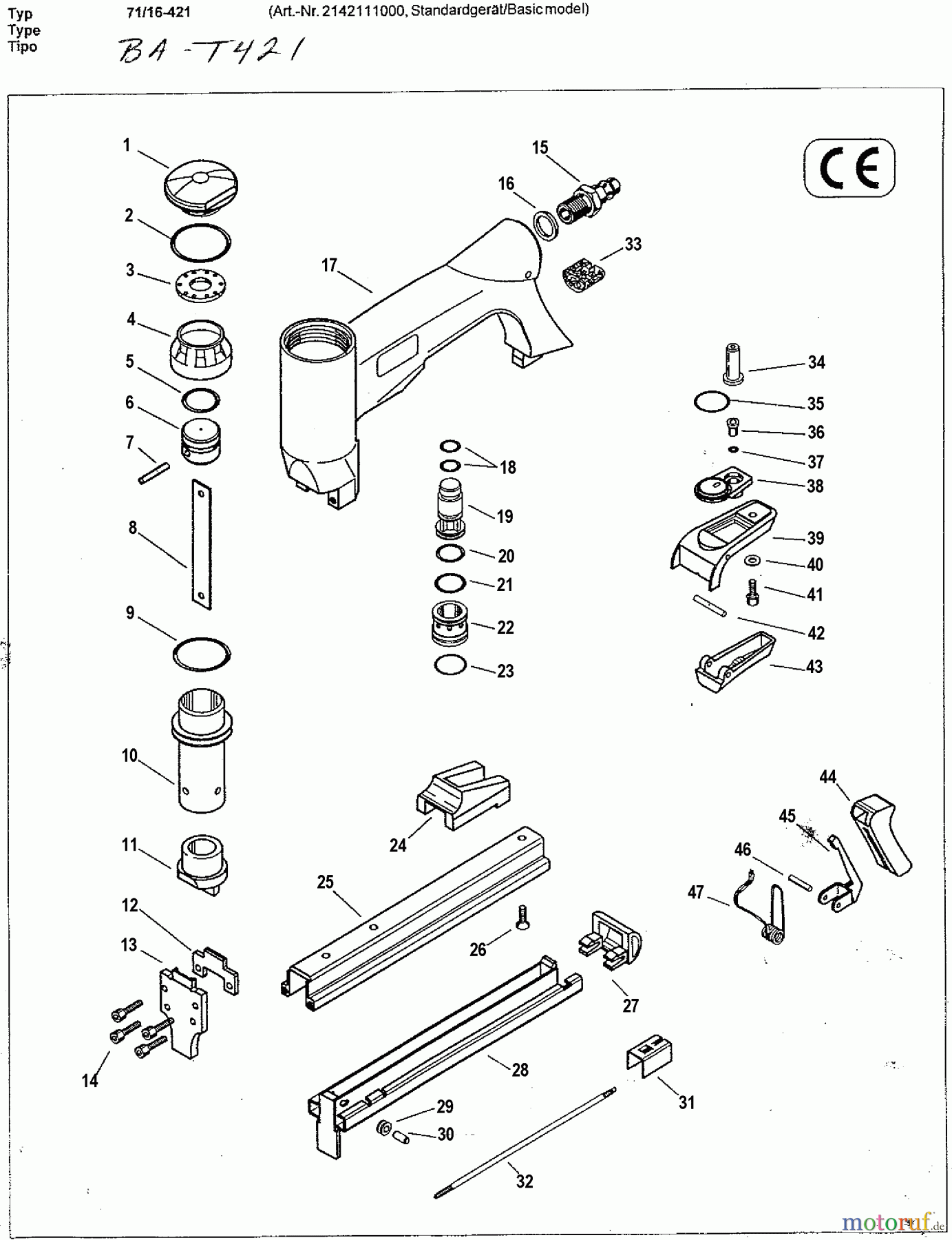  BOSTITCH ACCESSORIES DRUCKLUFTKLAMMER AGRAFEUSE 71/16-421 Seite 1