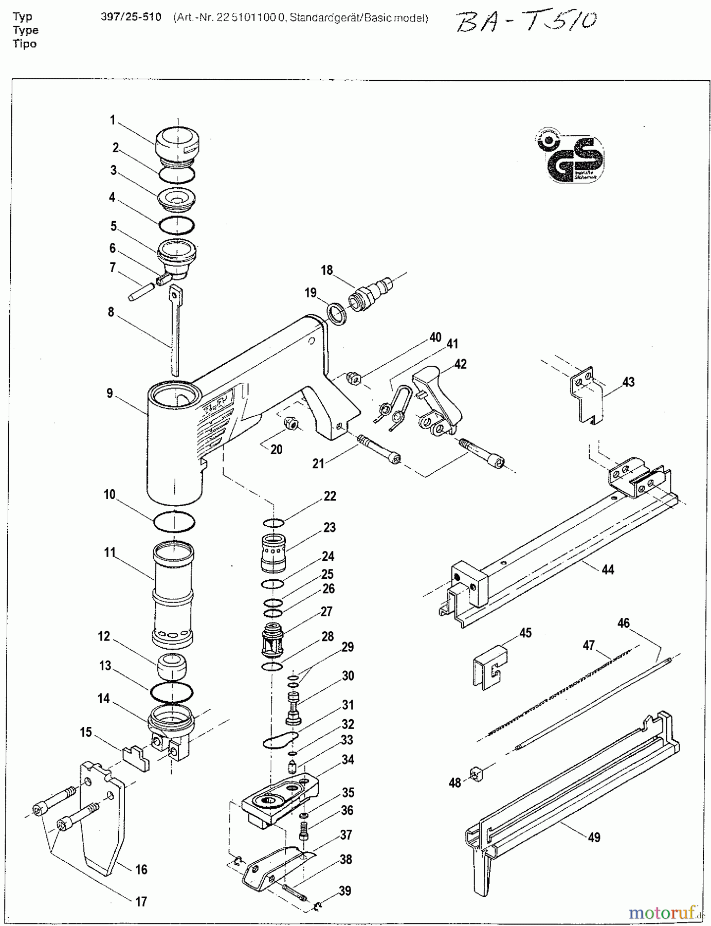 BOSTITCH ACCESSORIES DRUCKLUFTKLAMMER AGRAFEUSE 397/25-510 Seite 1